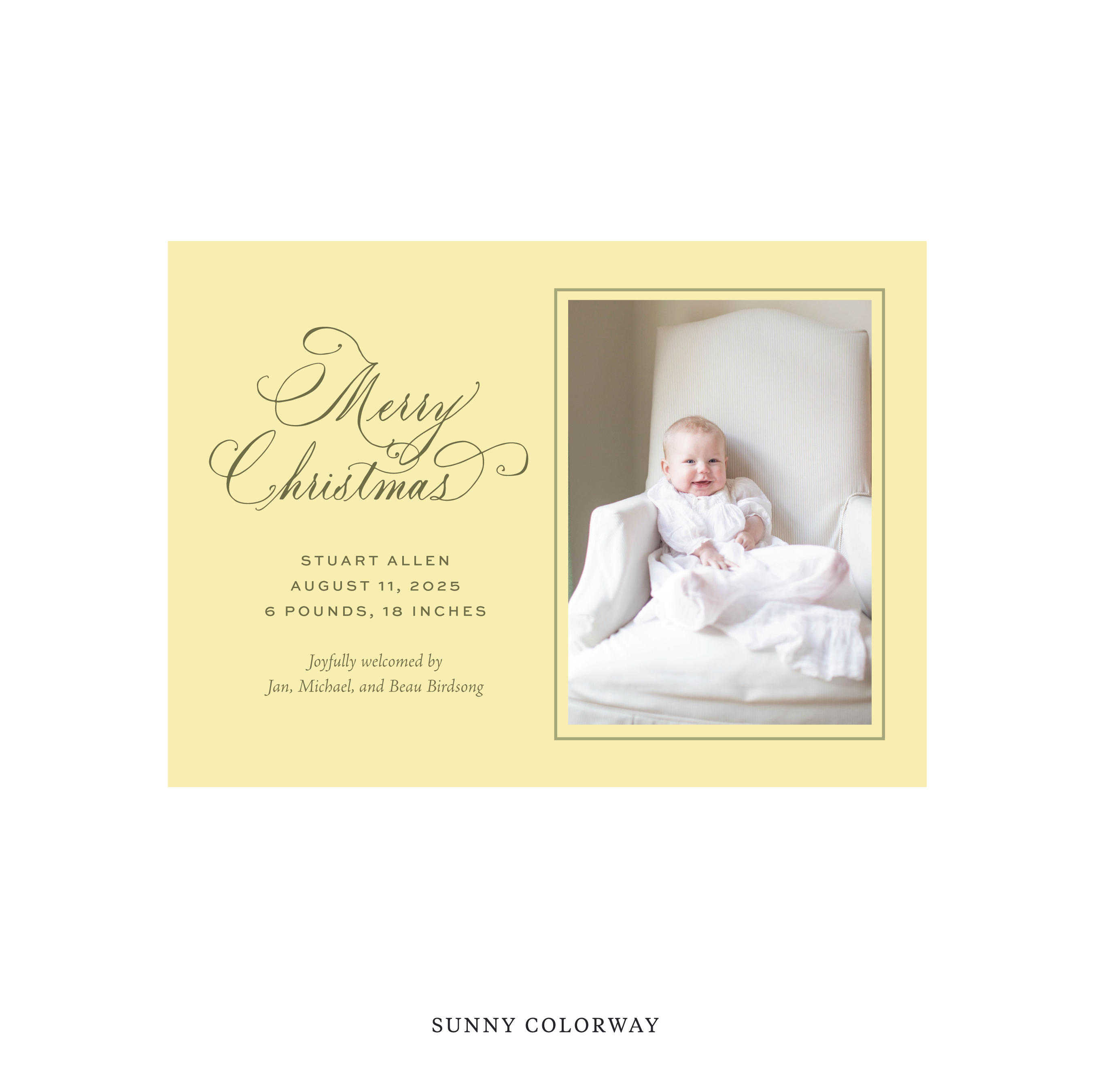 Middleton Classic Flat Print Holiday Card, Medium Birth Announcement