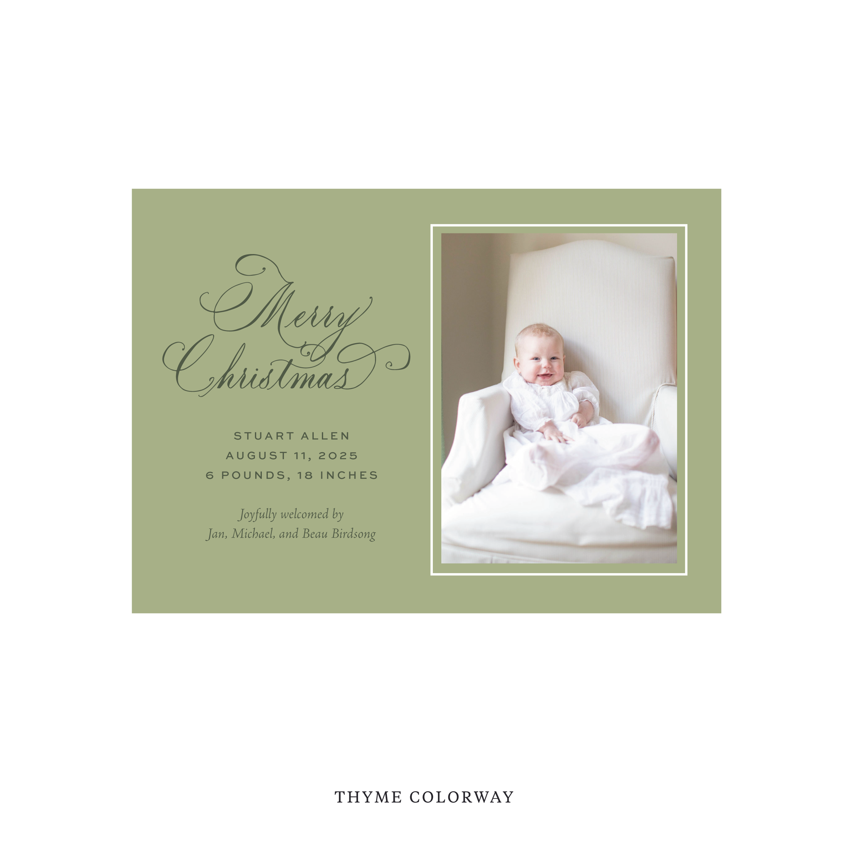 Middleton Classic Flat Print Holiday Card, Medium Birth Announcement