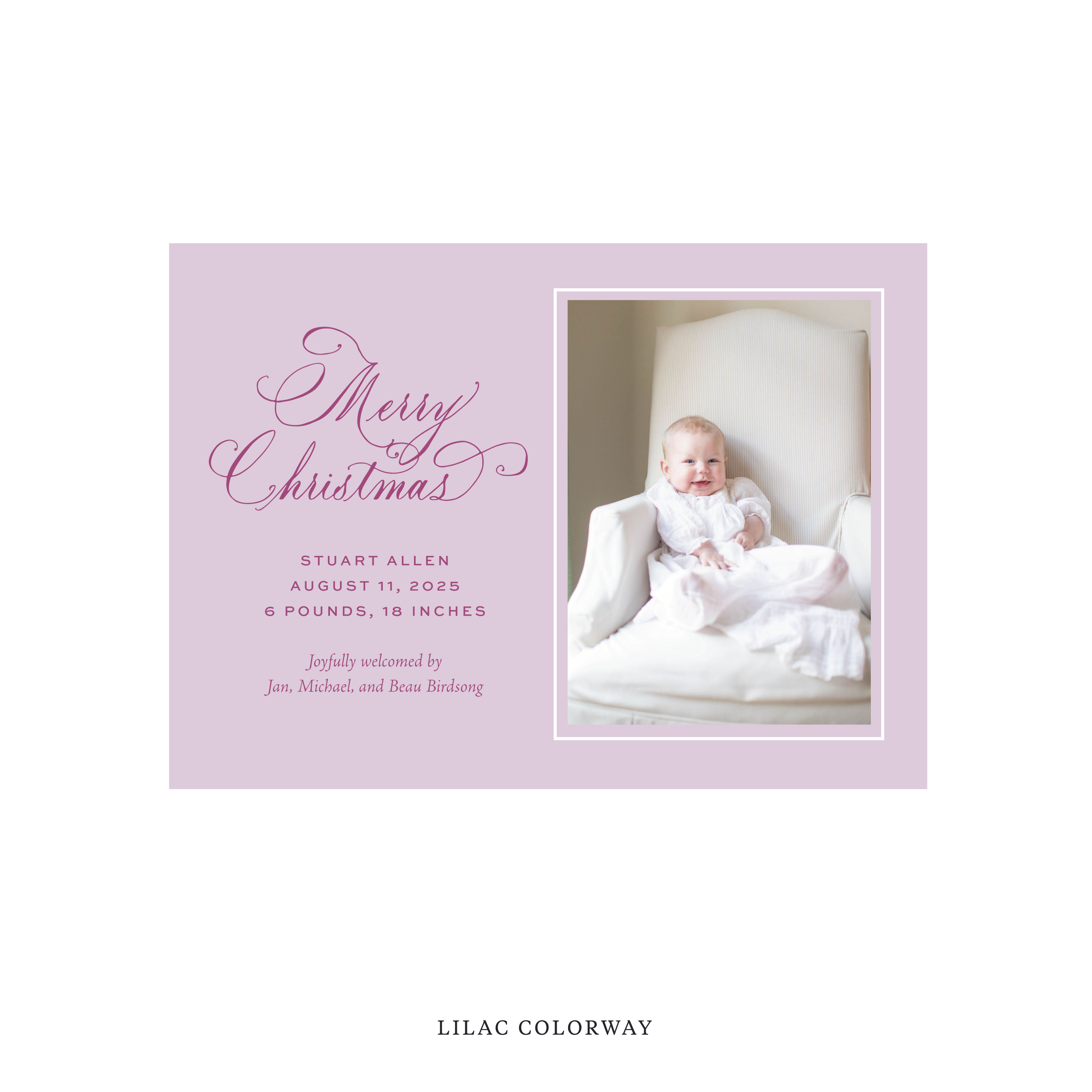 Middleton Classic Flat Print Holiday Card, Medium Birth Announcement