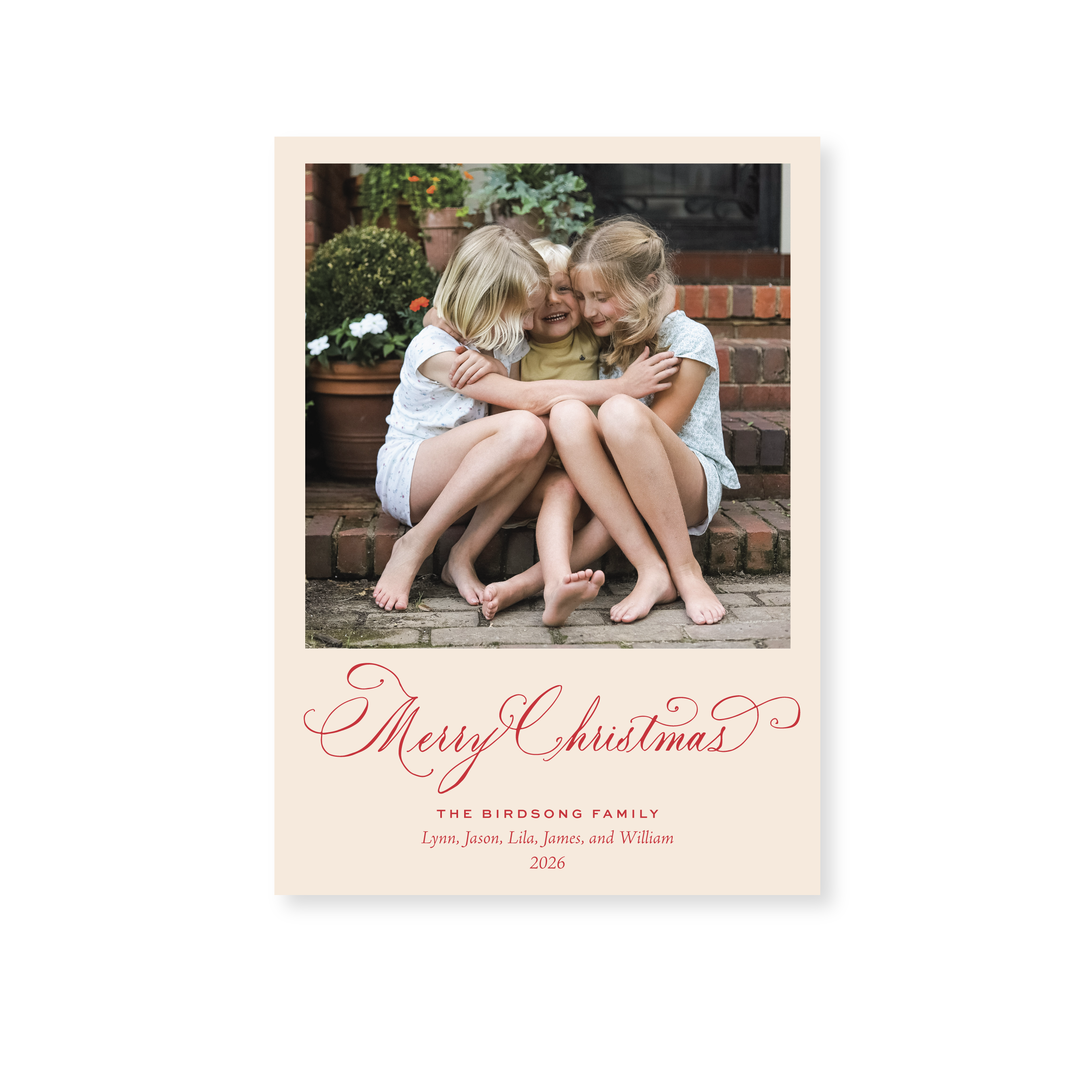 Middleton Classic Flat Print Merry Christmas photo mount holiday card featuring elegant hand-lettered artwork by Stovall Collection.