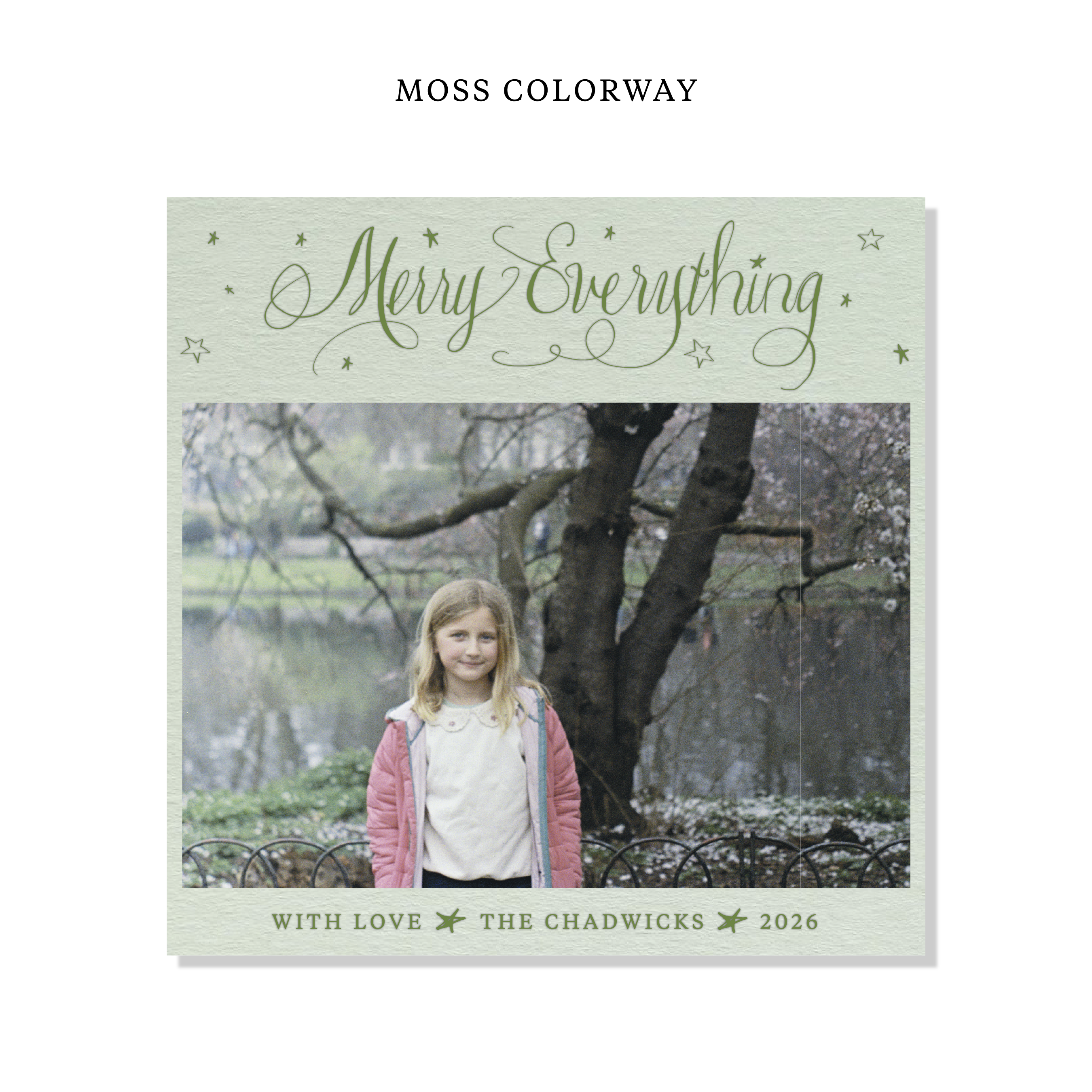 Birdsong Letterpress Holiday Card, Large Square (Colored Paper)