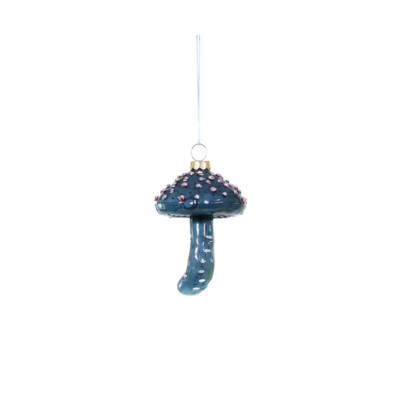 Blue Jeweled Mushroom Ornament