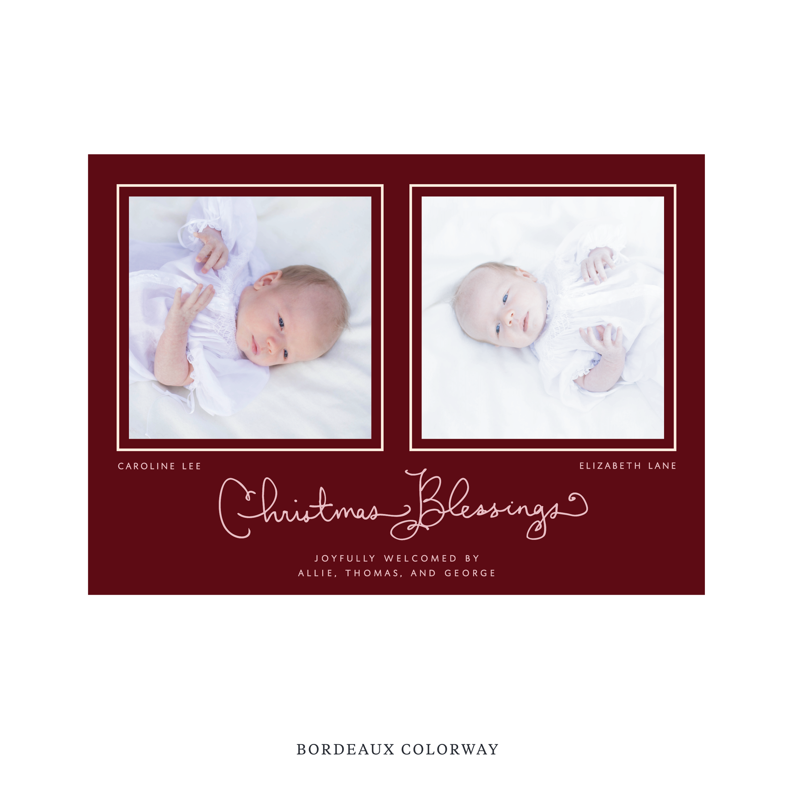 Brantley Birth Announcement Digital Photo Holiday Card, Large