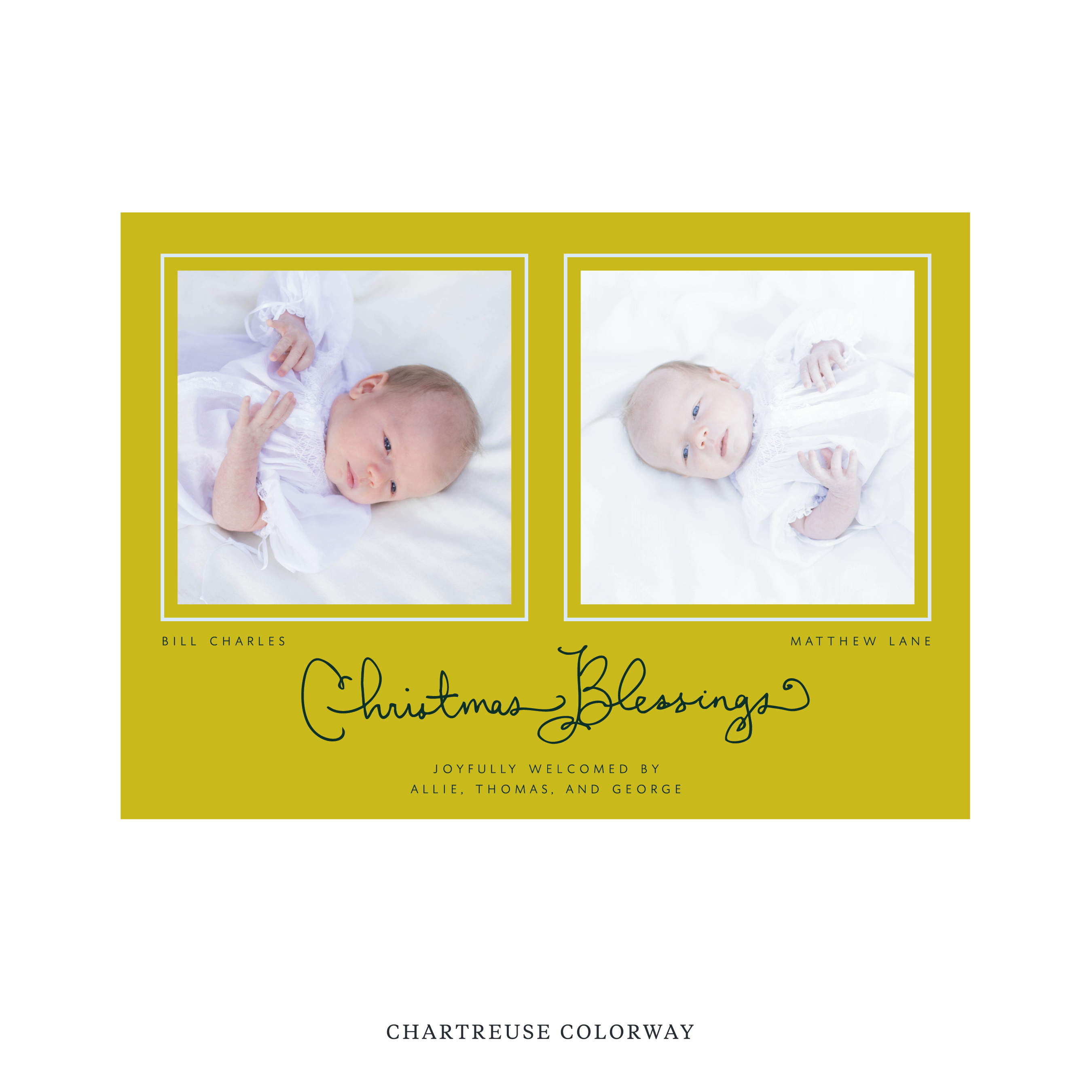 Brantley Birth Announcement Digital Photo Holiday Card, Large