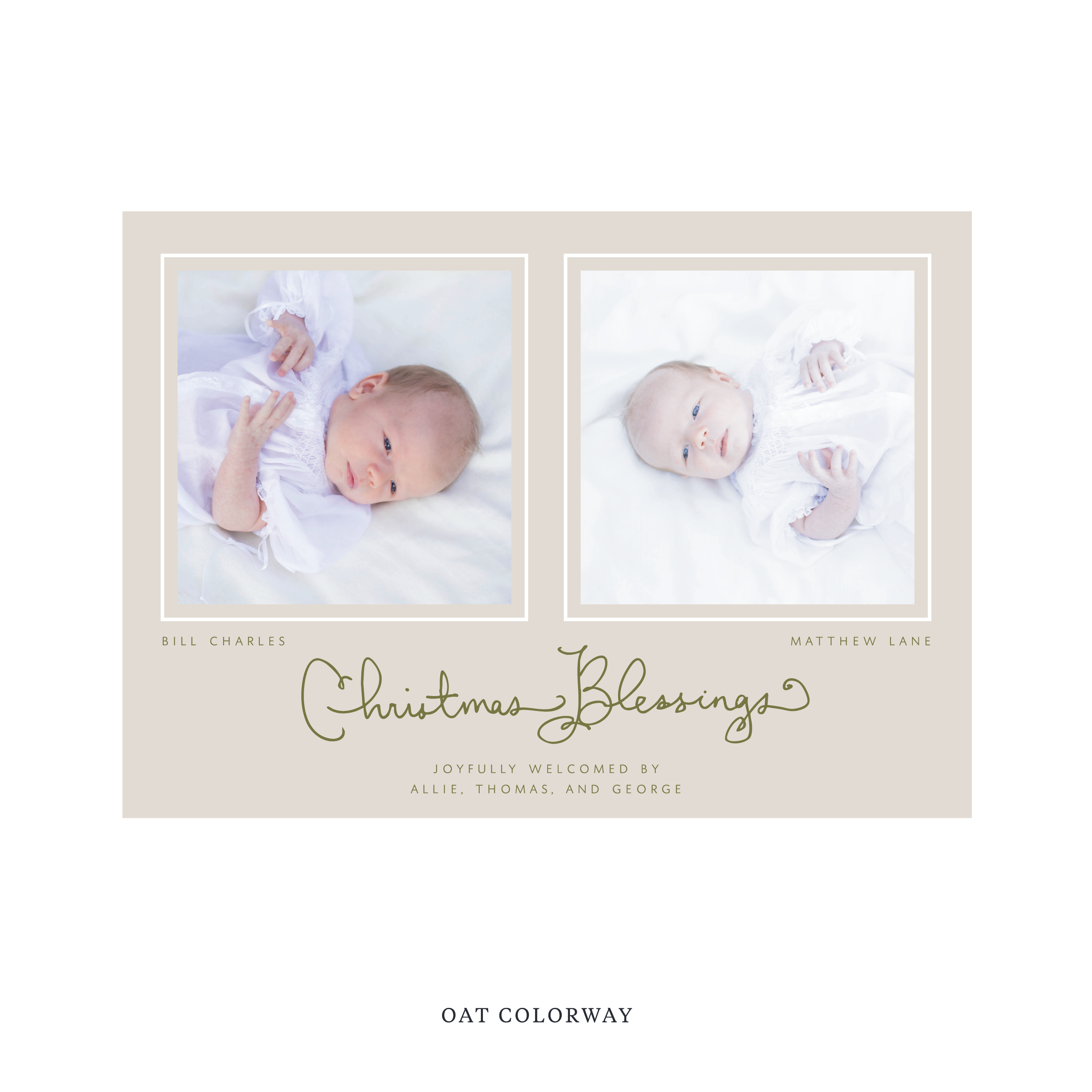 Brantley Birth Announcement Digital Photo Holiday Card, Large
