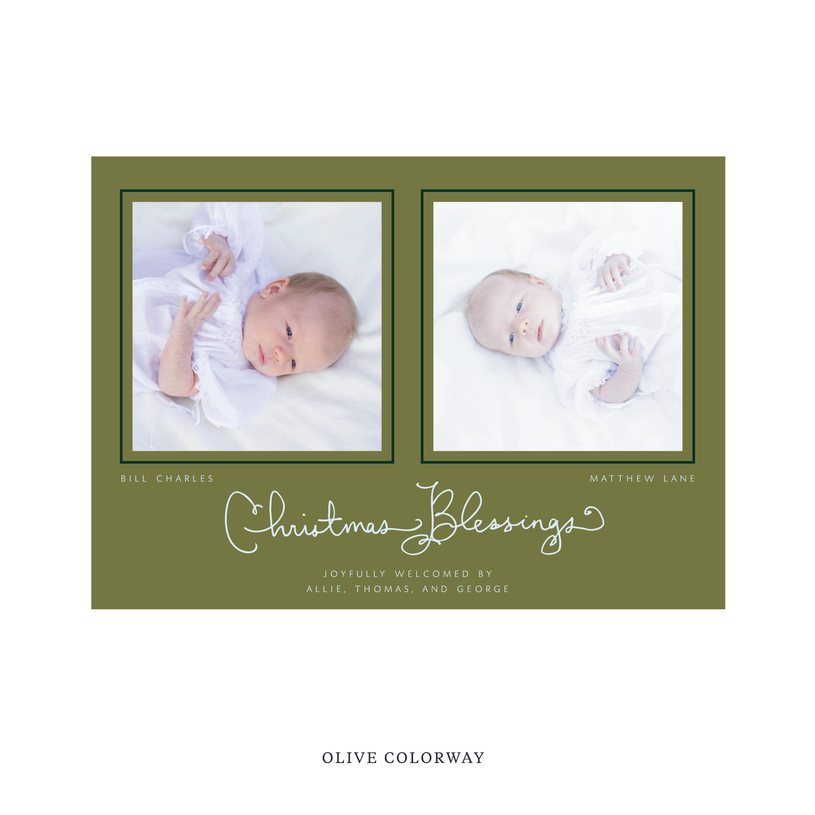 Brantley Birth Announcement Digital Photo Holiday Card, Large