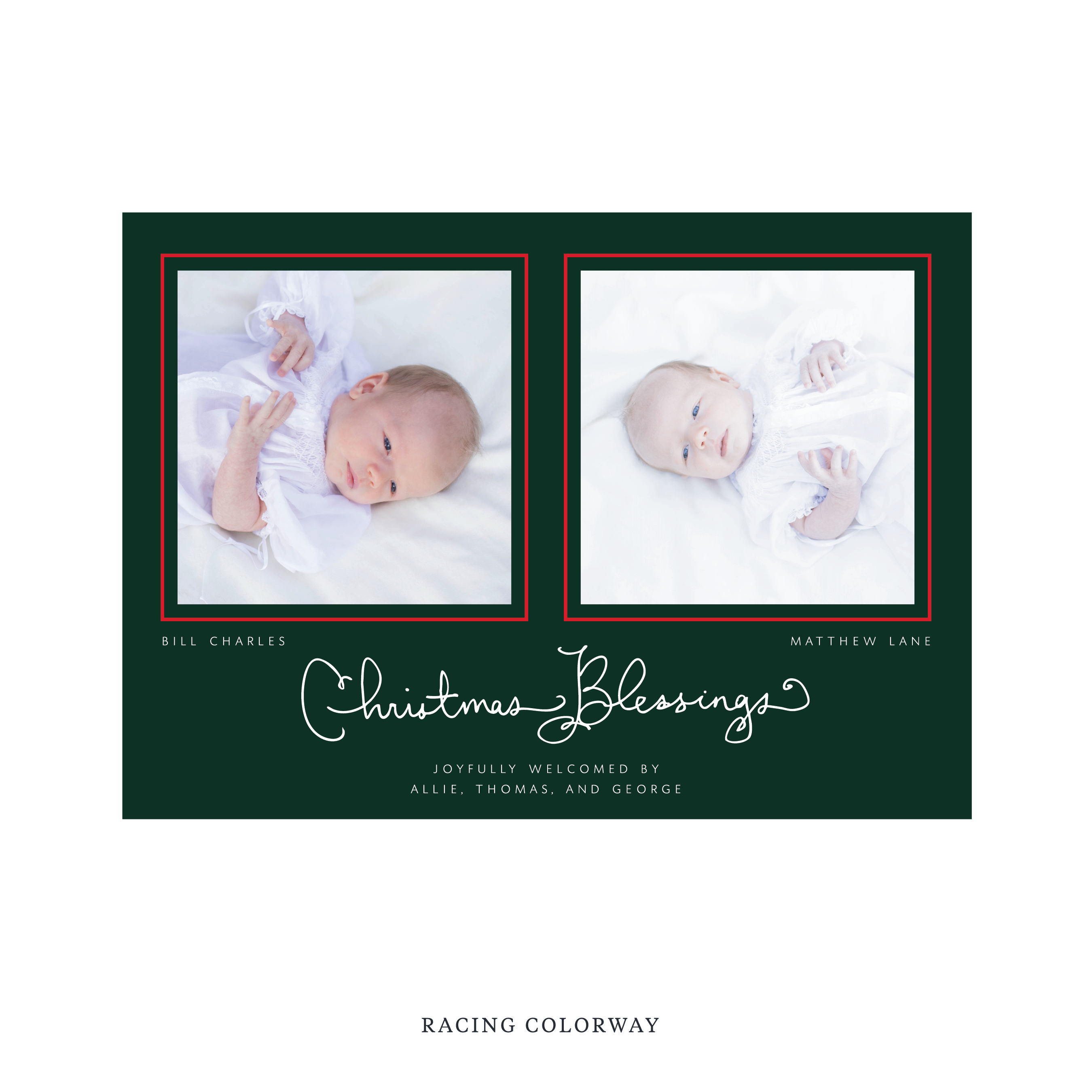 Brantley Birth Announcement Digital Photo Holiday Card, Large