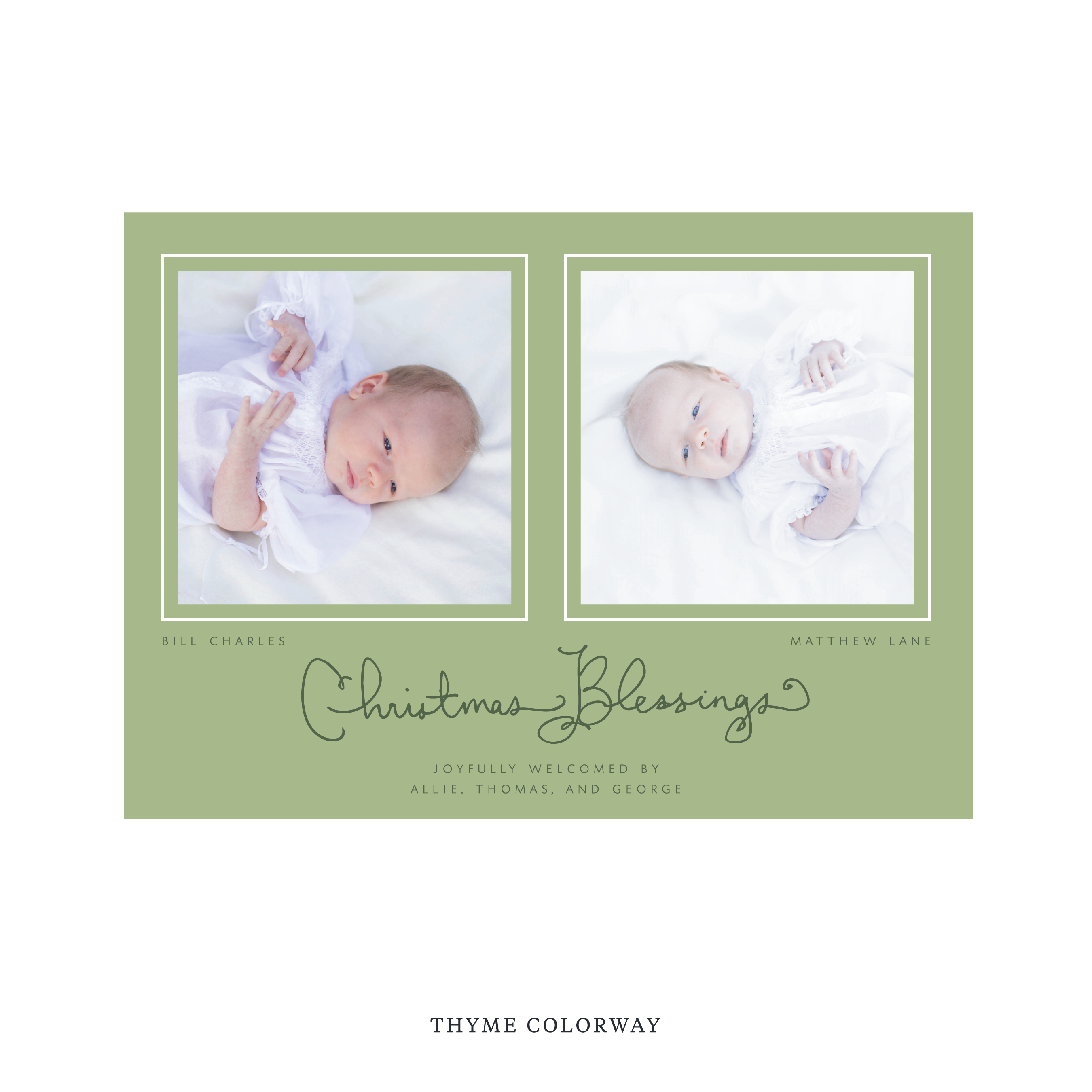 Brantley Birth Announcement Digital Photo Holiday Card, Large