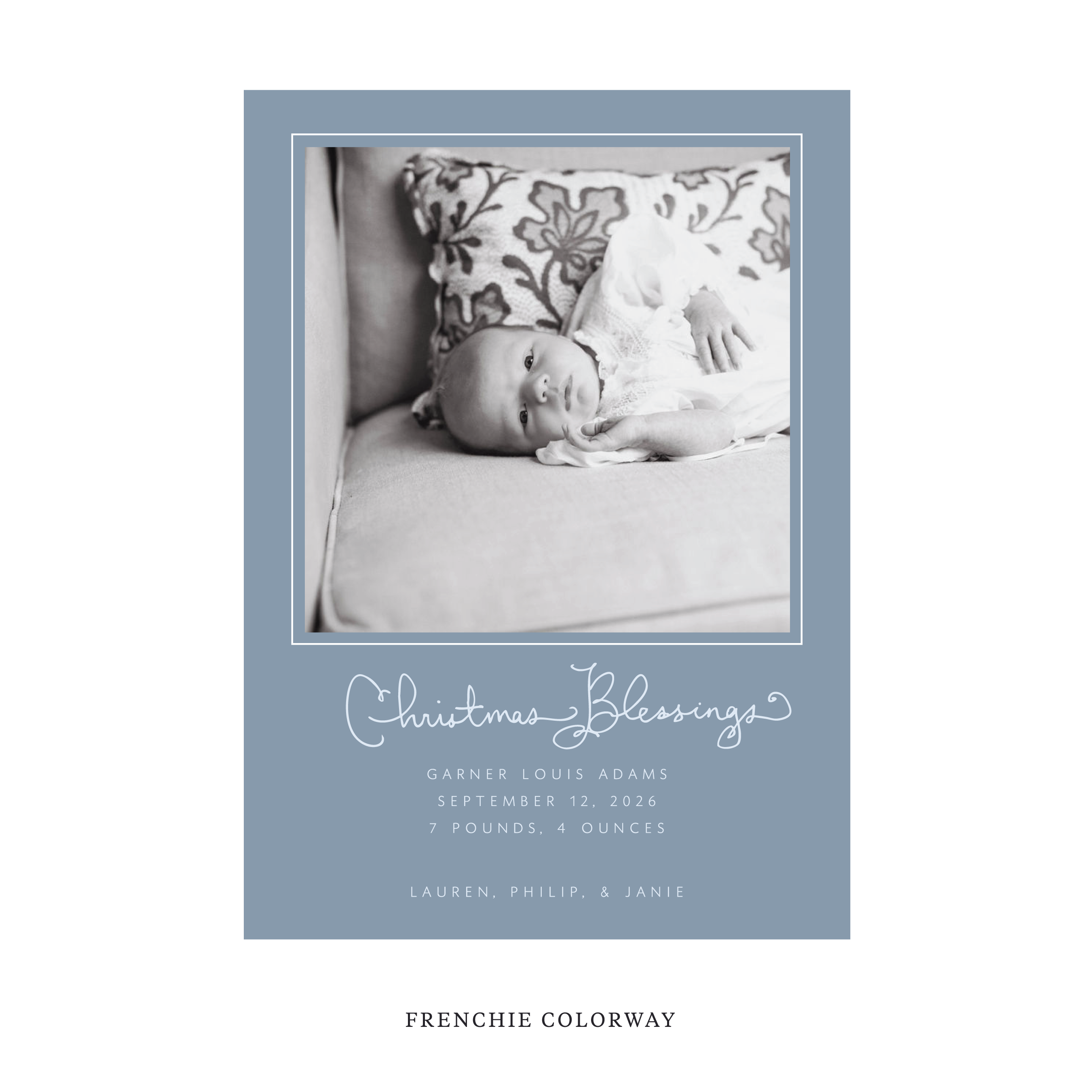 Brantley Classic Flat Print Holiday Card, Large Birth Announcement