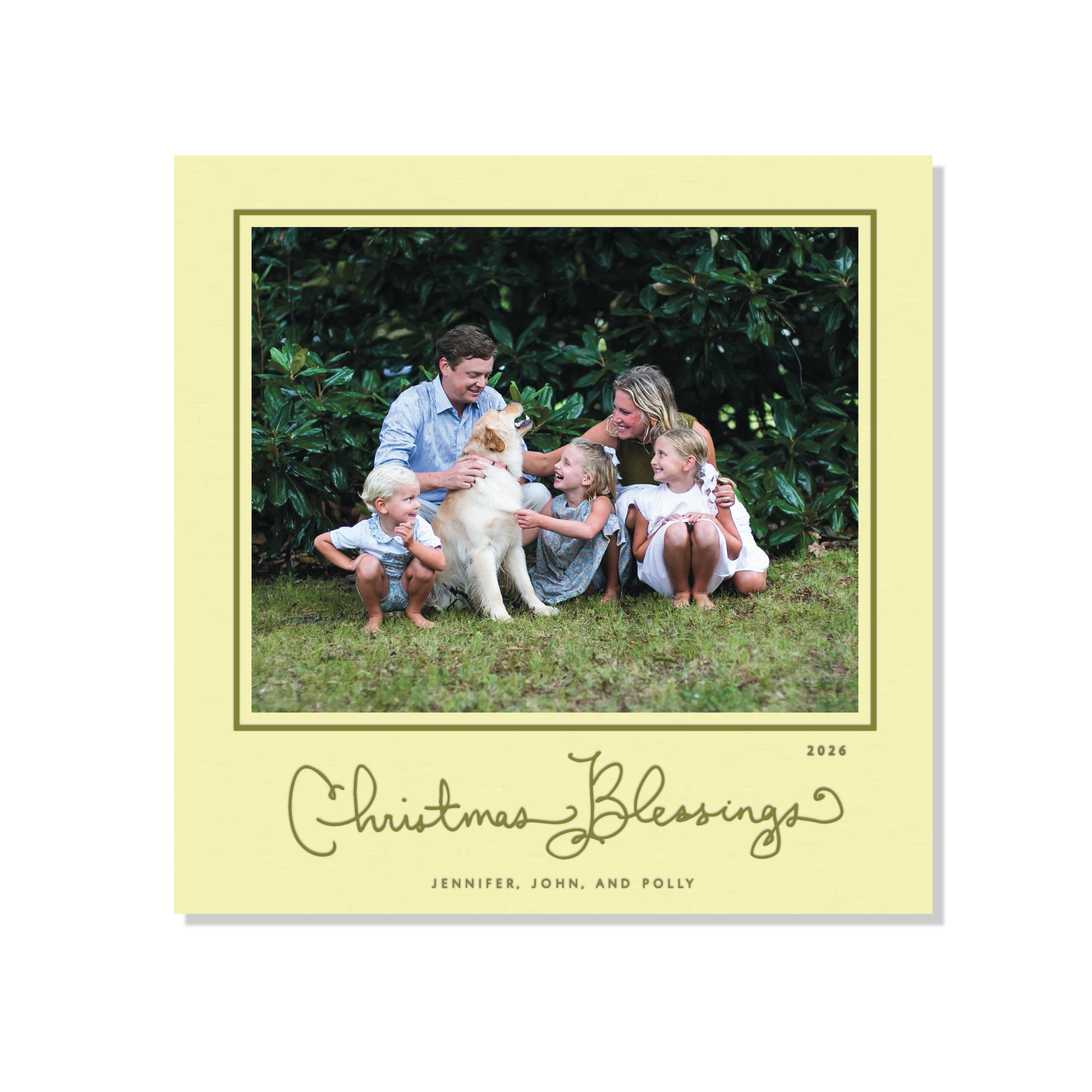 Brantley Letterpress Holiday Card, Large Square (Colored Paper)