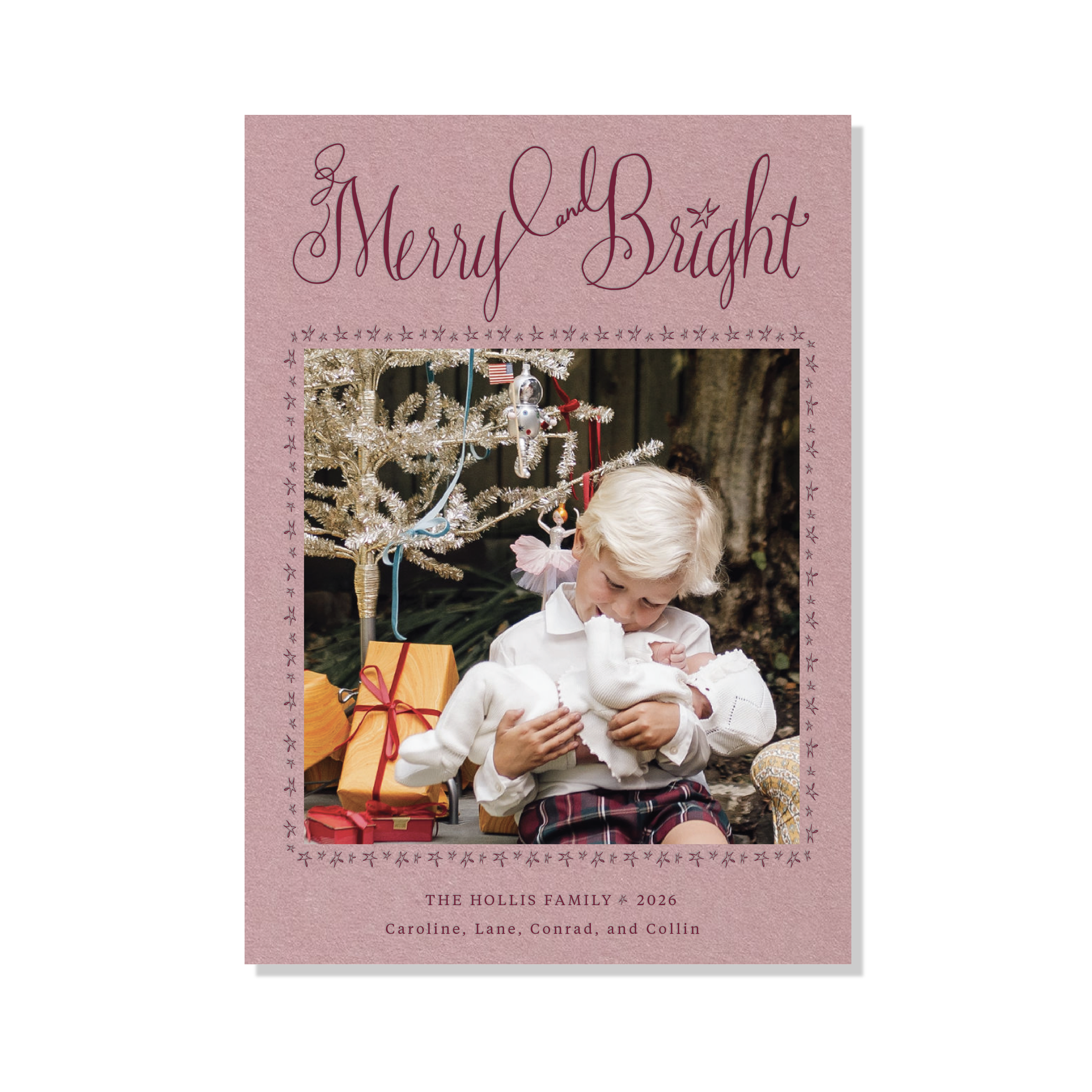Caldwell Letterpress Holiday Card, Large (Colored Paper)