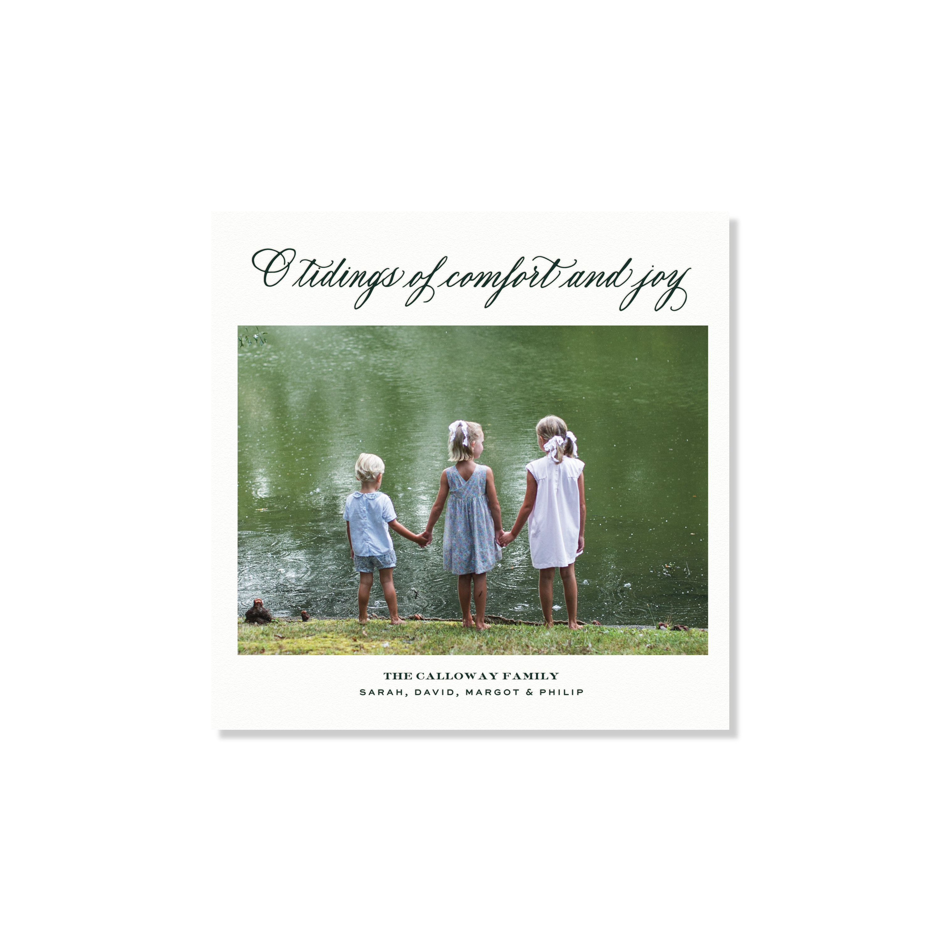 Calloway Letterpress Holiday Card, Small Square (White Paper)