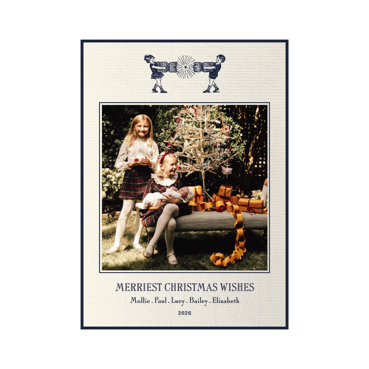 Cambridge Flat Print Vintage Motif Holiday Card (Laid Paper)