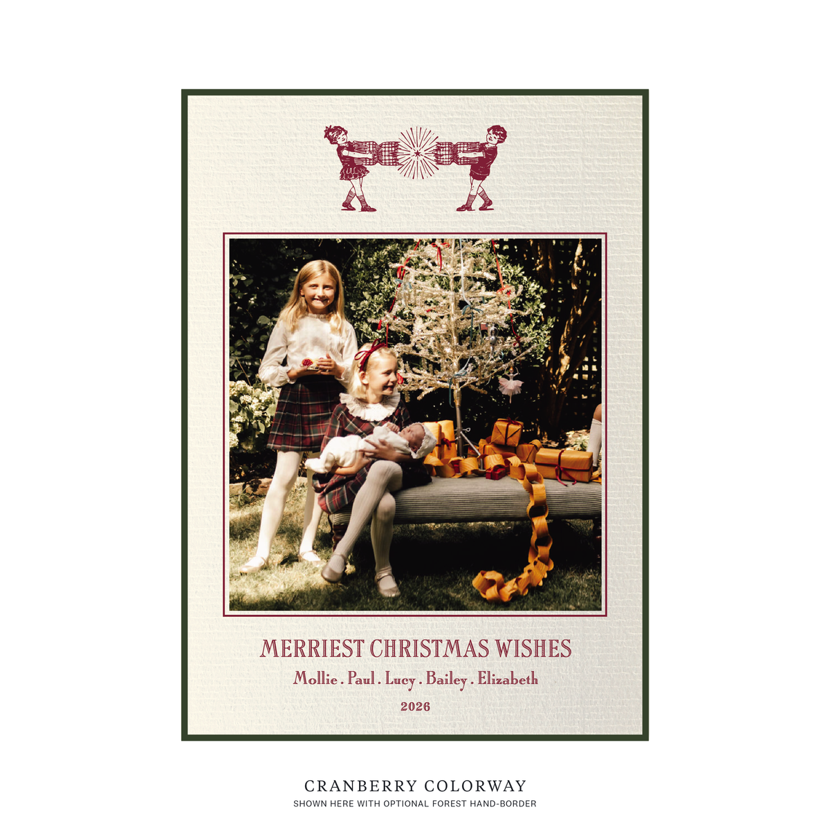 Cambridge Flat Print Vintage Motif Holiday Card (Laid Paper)