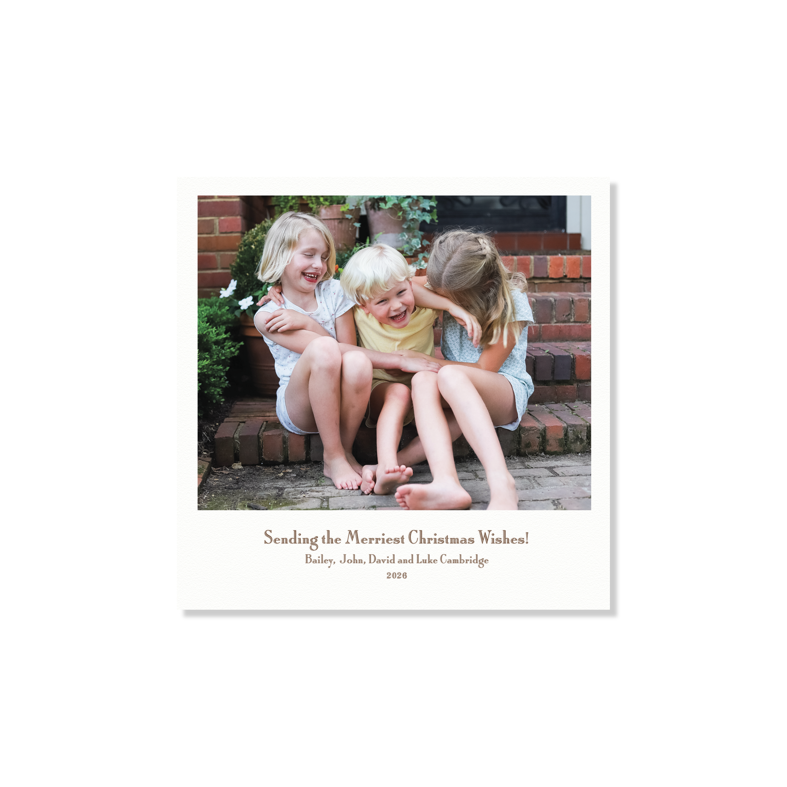Cambridge Letterpress Holiday Card, Small Square (White Paper)