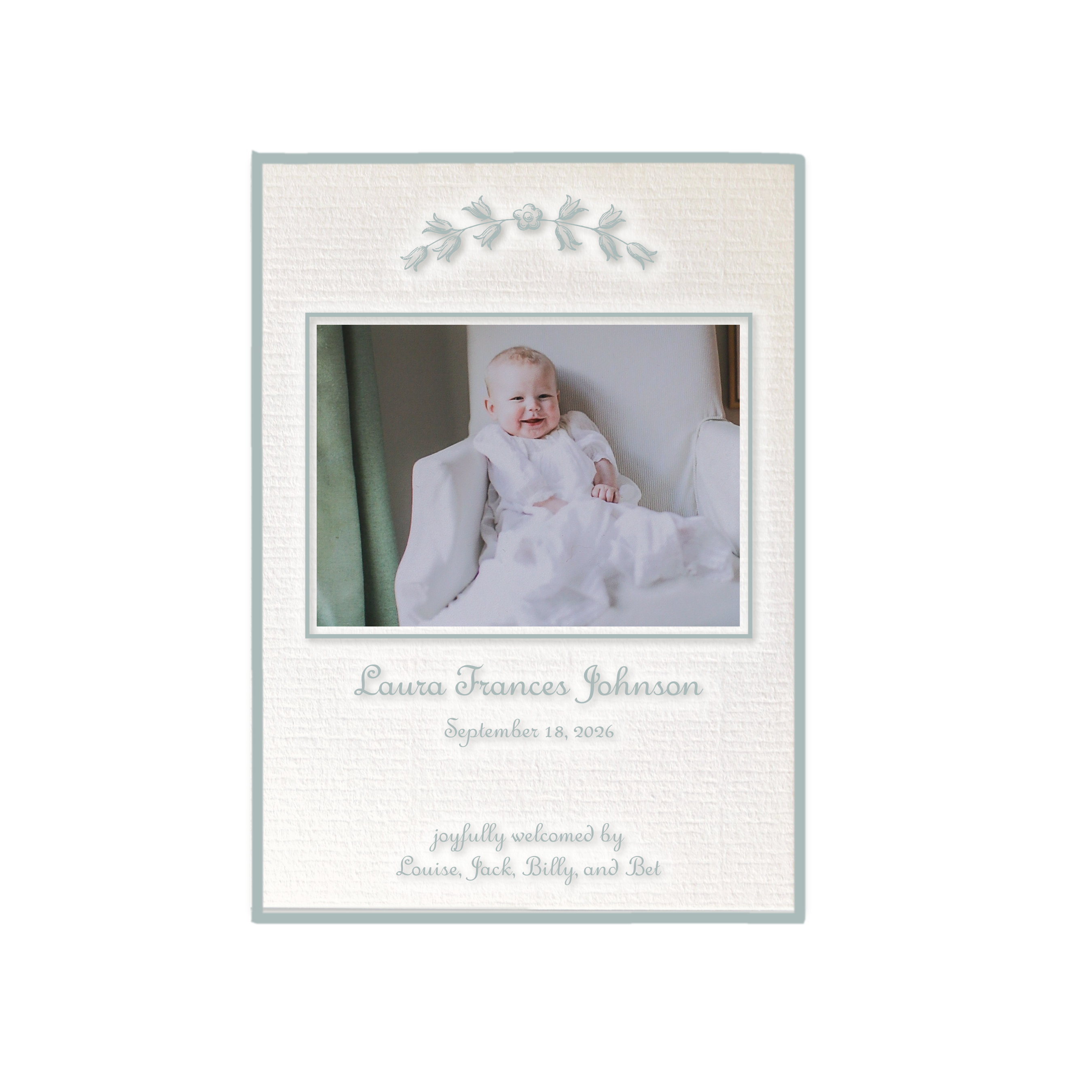 Campbell Motif Photo Birth Announcement