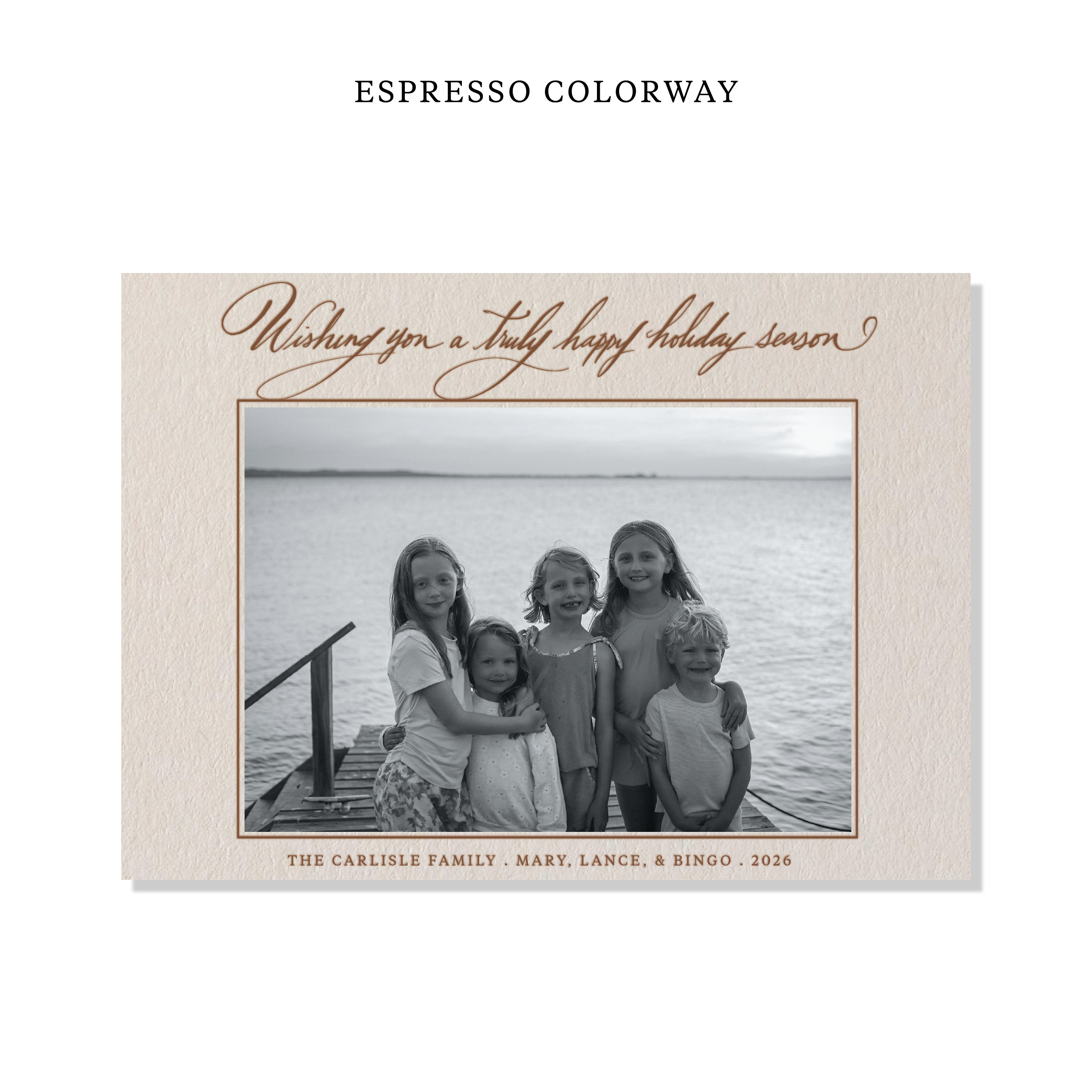 Carlisle Letterpress Holiday Card, Large (Colored Paper)