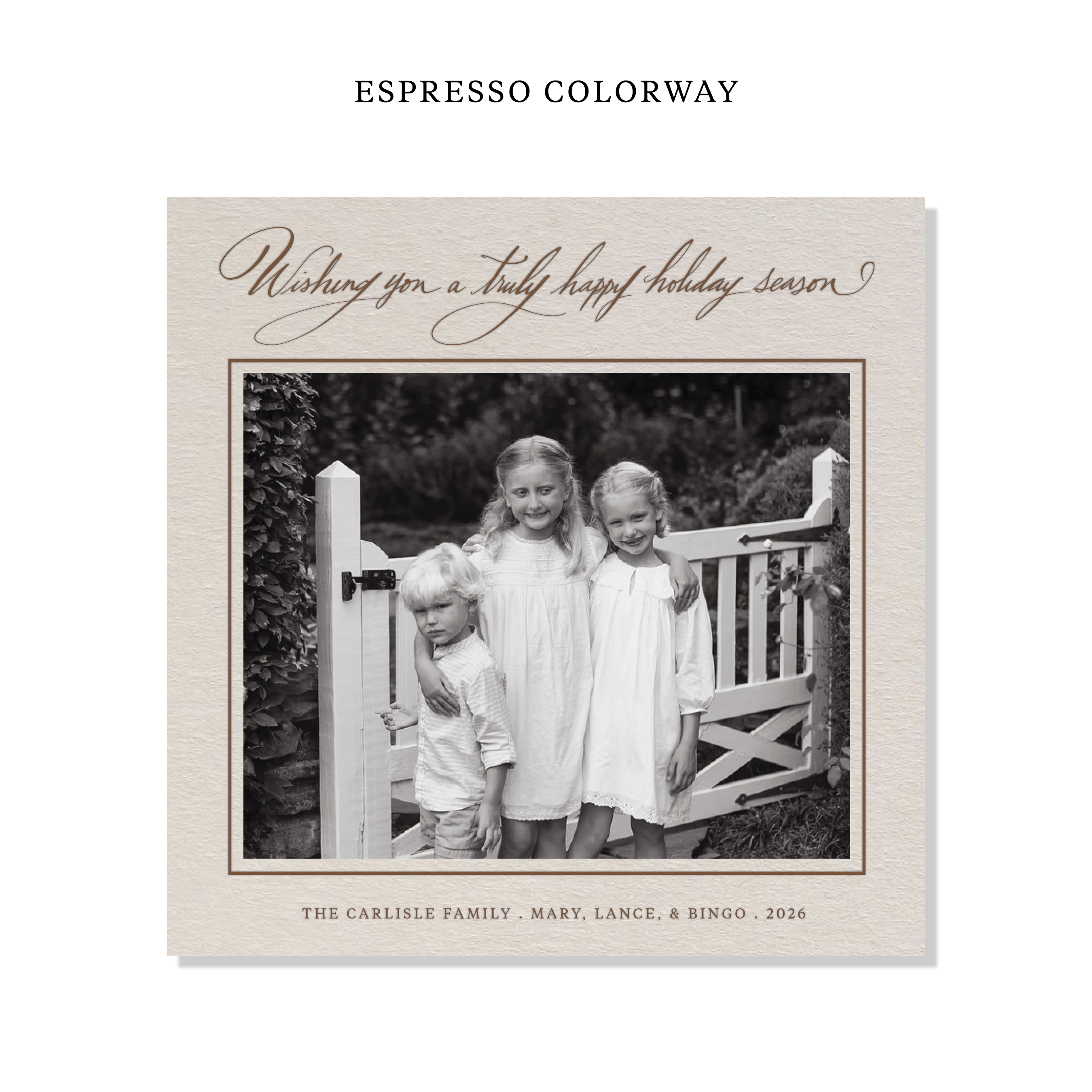 Carlisle Letterpress Holiday Card, Large Square (Colored Paper)