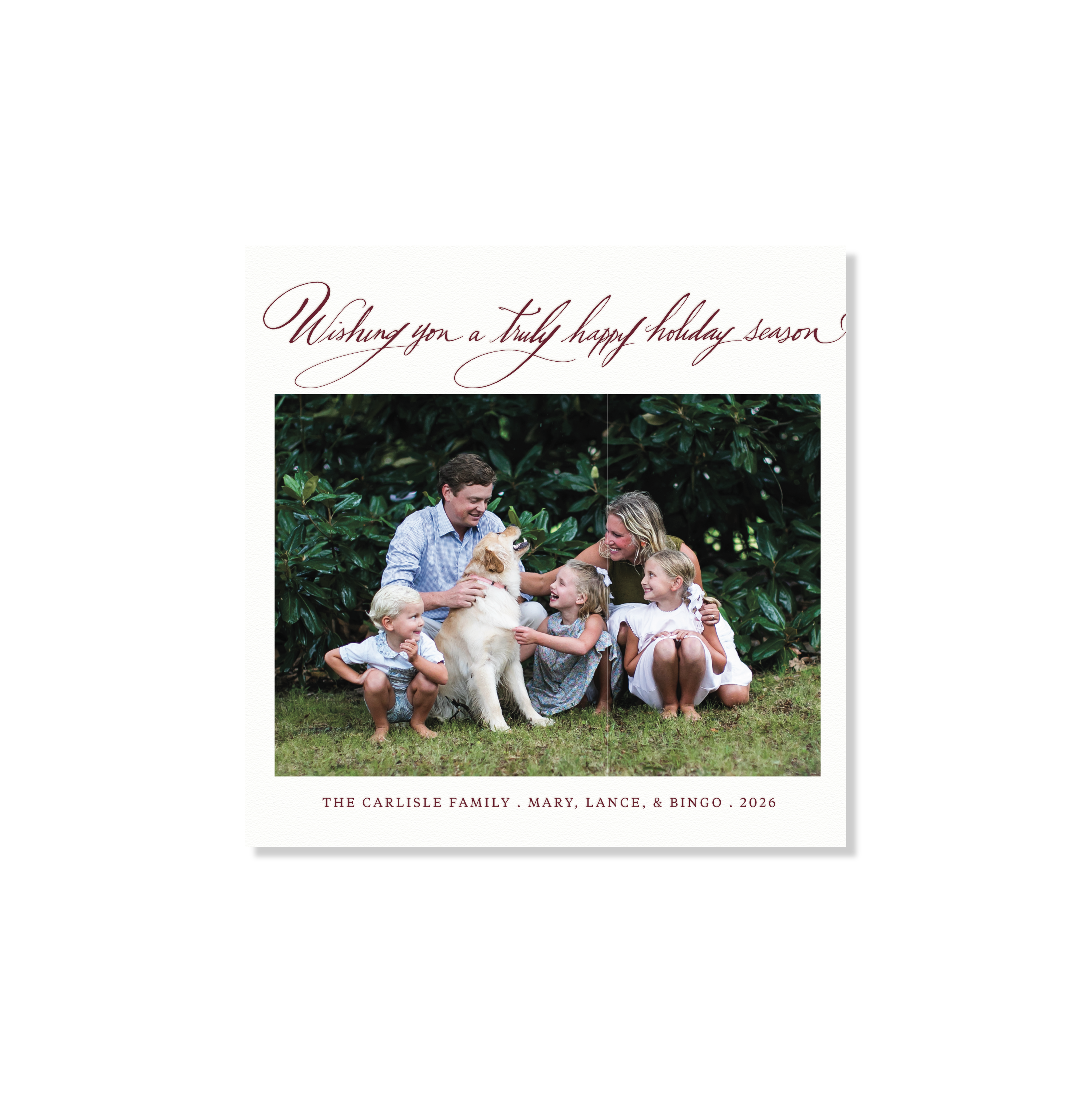 Carlisle Letterpress Holiday Card, Small Square (White Paper)