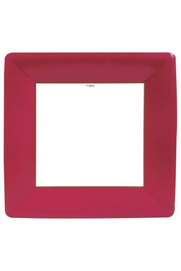 Caspari Grosgrain Red Square Paper Dinner Plates