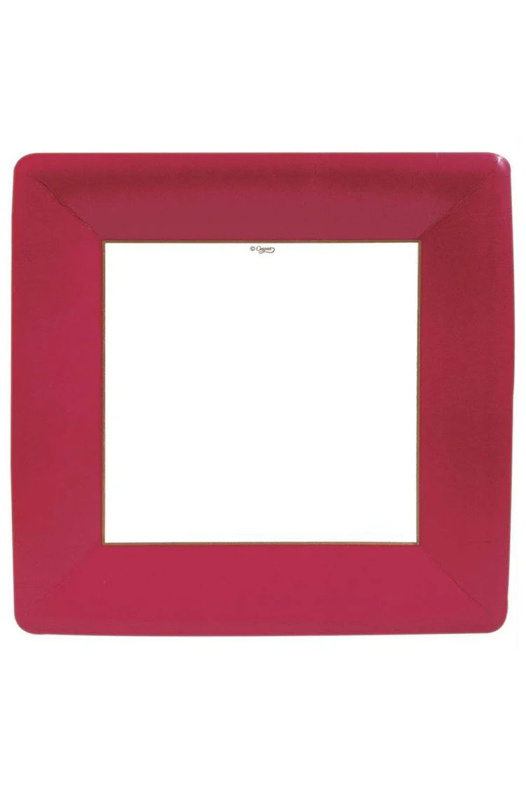 Caspari Grosgrain Red Square Paper Dinner Plates