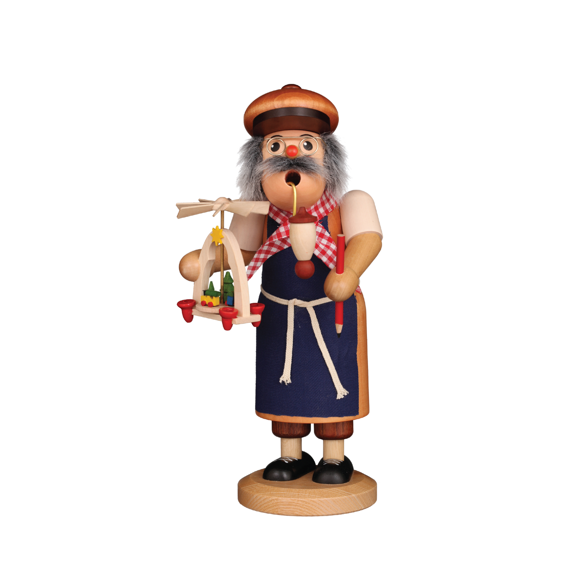 Christmas Craftsman traditional wooden German incense smoker featuring a pyramid maker with handcrafted holiday details