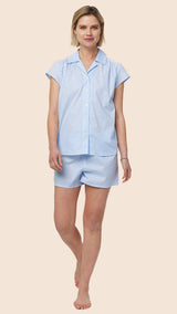 Classic Blue Gingham Luxe Pima Shorts Set