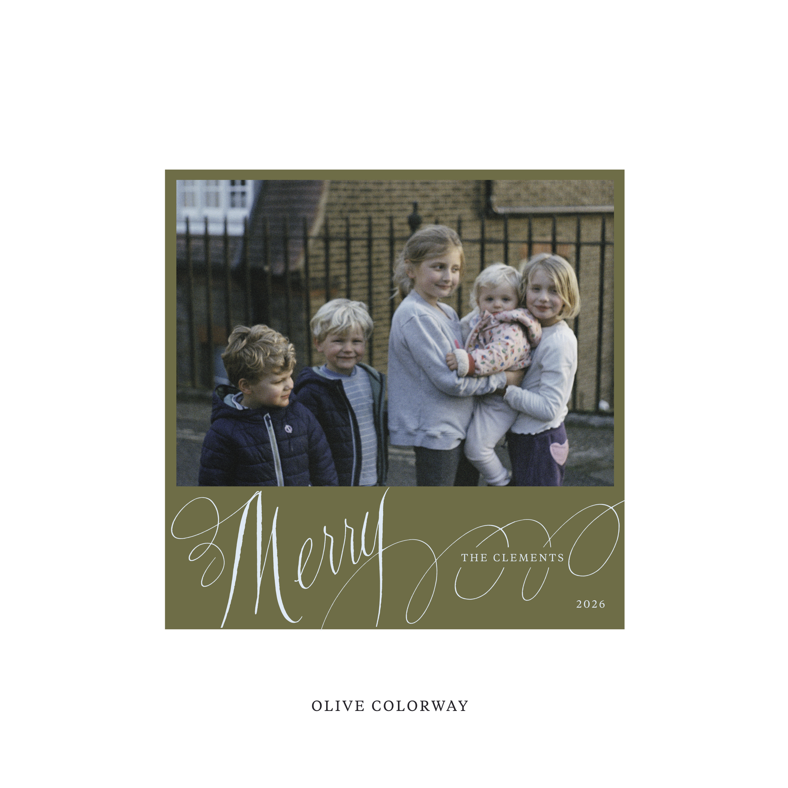 Clement Classic Flat Print Holiday Card, Square