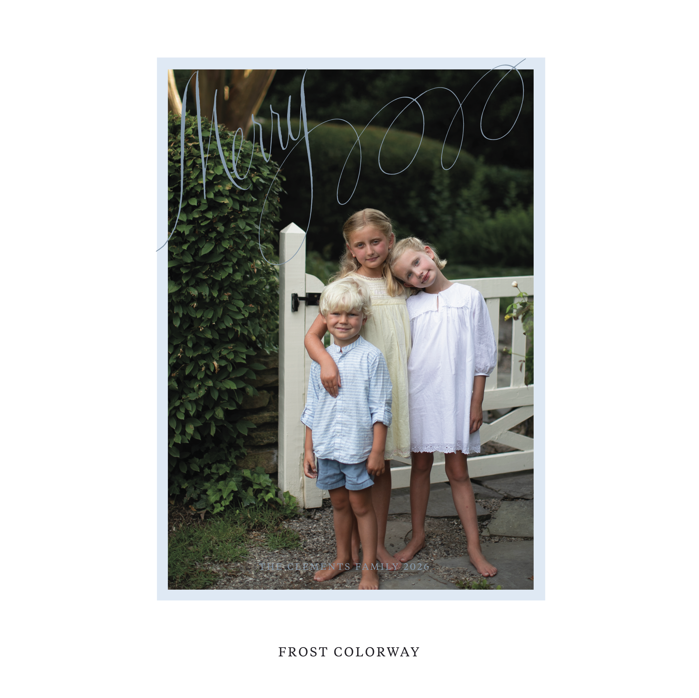 Celebrate the season with the Clement "Merry" Holiday Card by Stovall Collection. Featuring original hand-lettered artwork, this luxury personalized photo mount holiday card is available in 22 thoughtfully curated flat printing colorways.