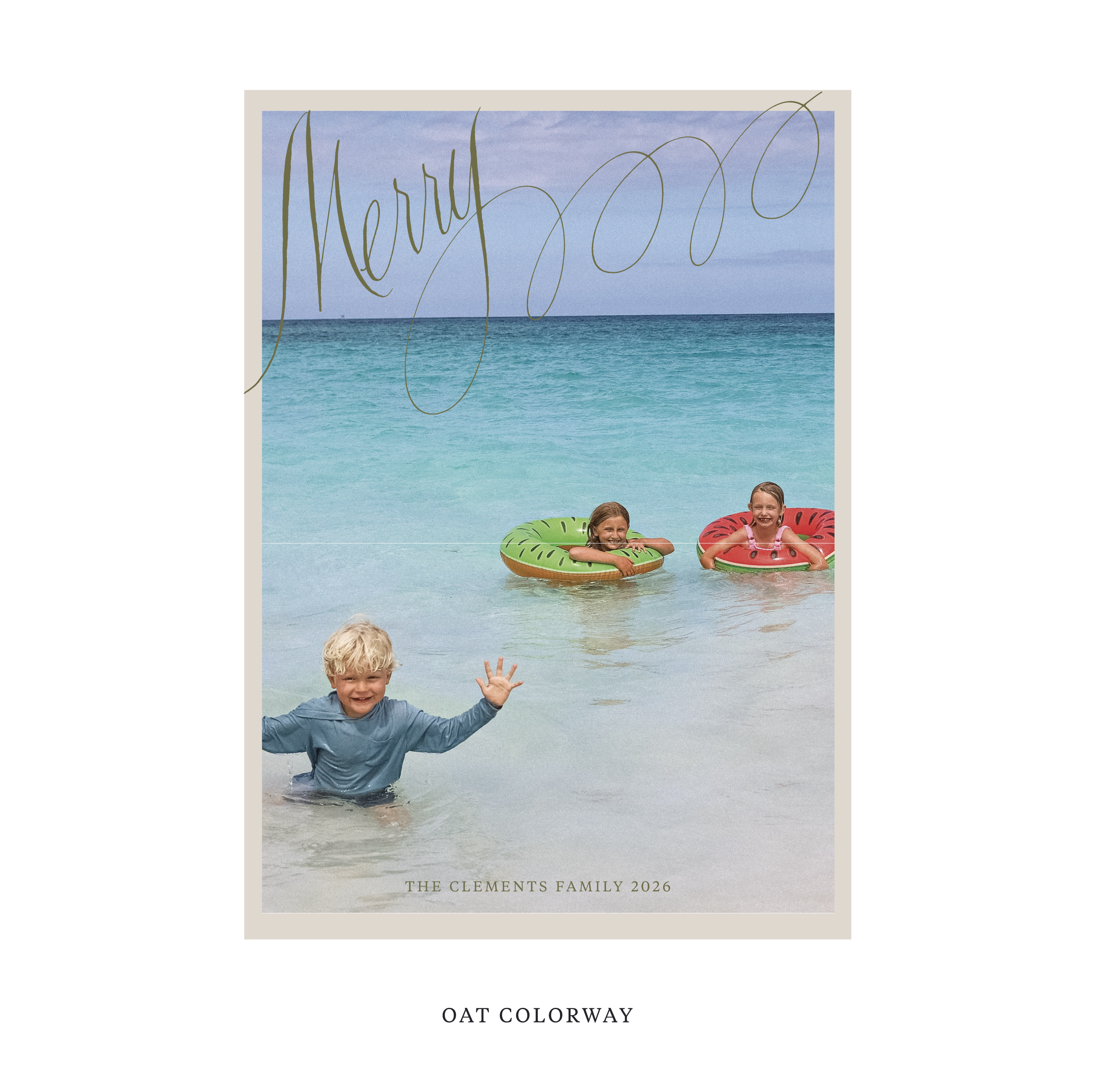 Celebrate the season with the Clement "Merry" Holiday Card by Stovall Collection. Featuring original hand-lettered artwork, this luxury personalized photo mount holiday card is available in 22 thoughtfully curated flat printing colorways.