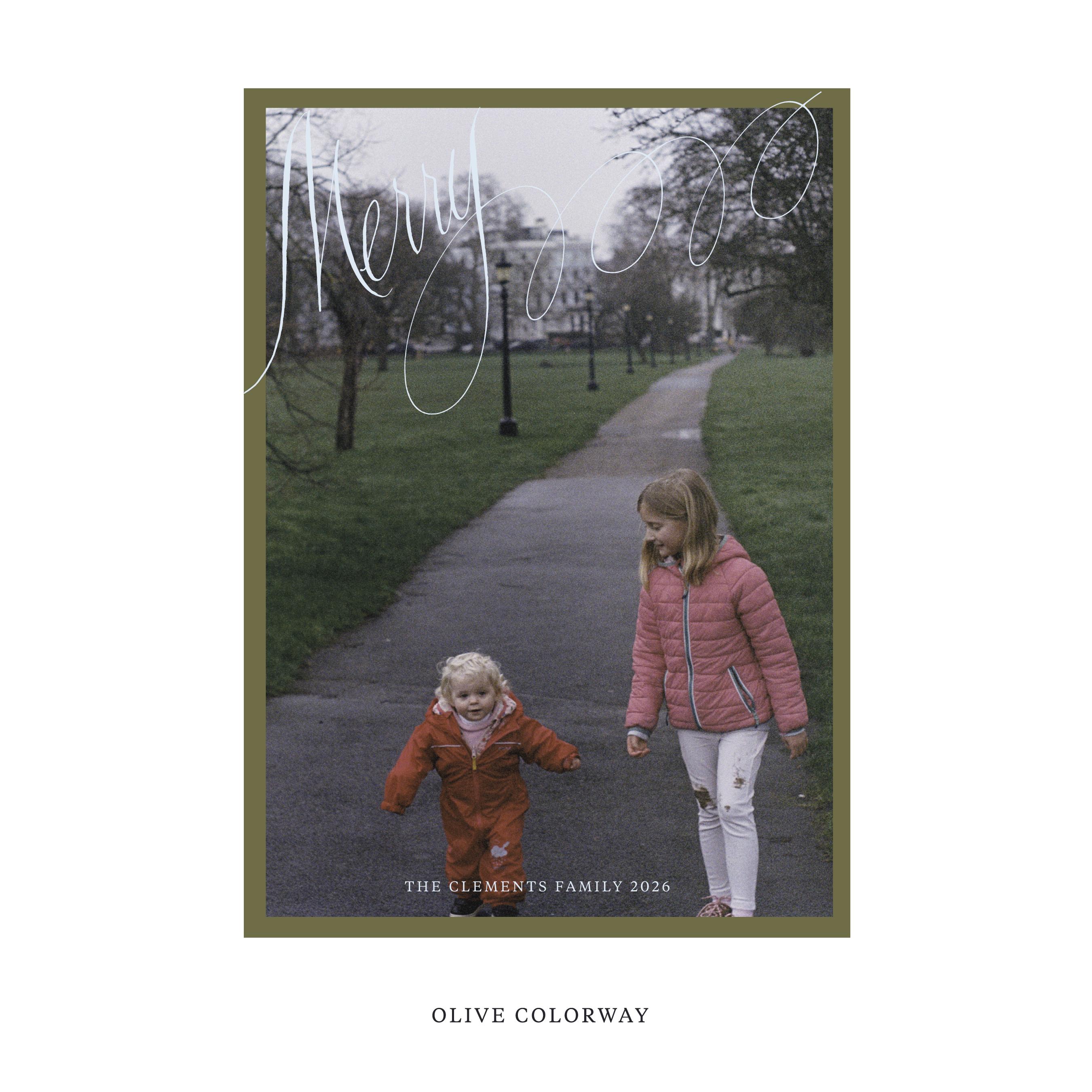 Celebrate the season with the Clement "Merry" Holiday Card by Stovall Collection. Featuring original hand-lettered artwork, this luxury personalized photo mount holiday card is available in 22 thoughtfully curated flat printing colorways.