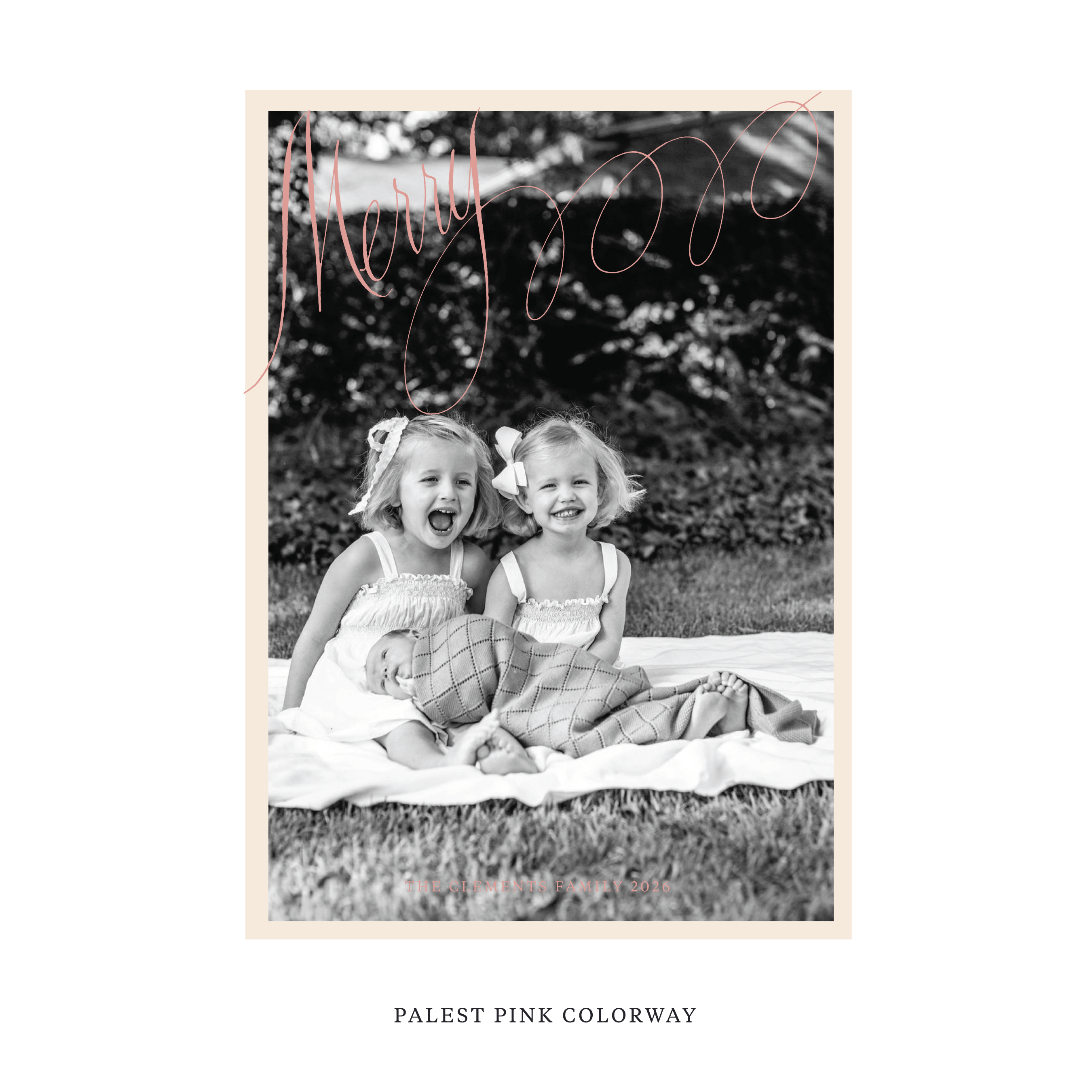 Celebrate the season with the Clement "Merry" Holiday Card by Stovall Collection. Featuring original hand-lettered artwork, this luxury personalized photo mount holiday card is available in 22 thoughtfully curated flat printing colorways.