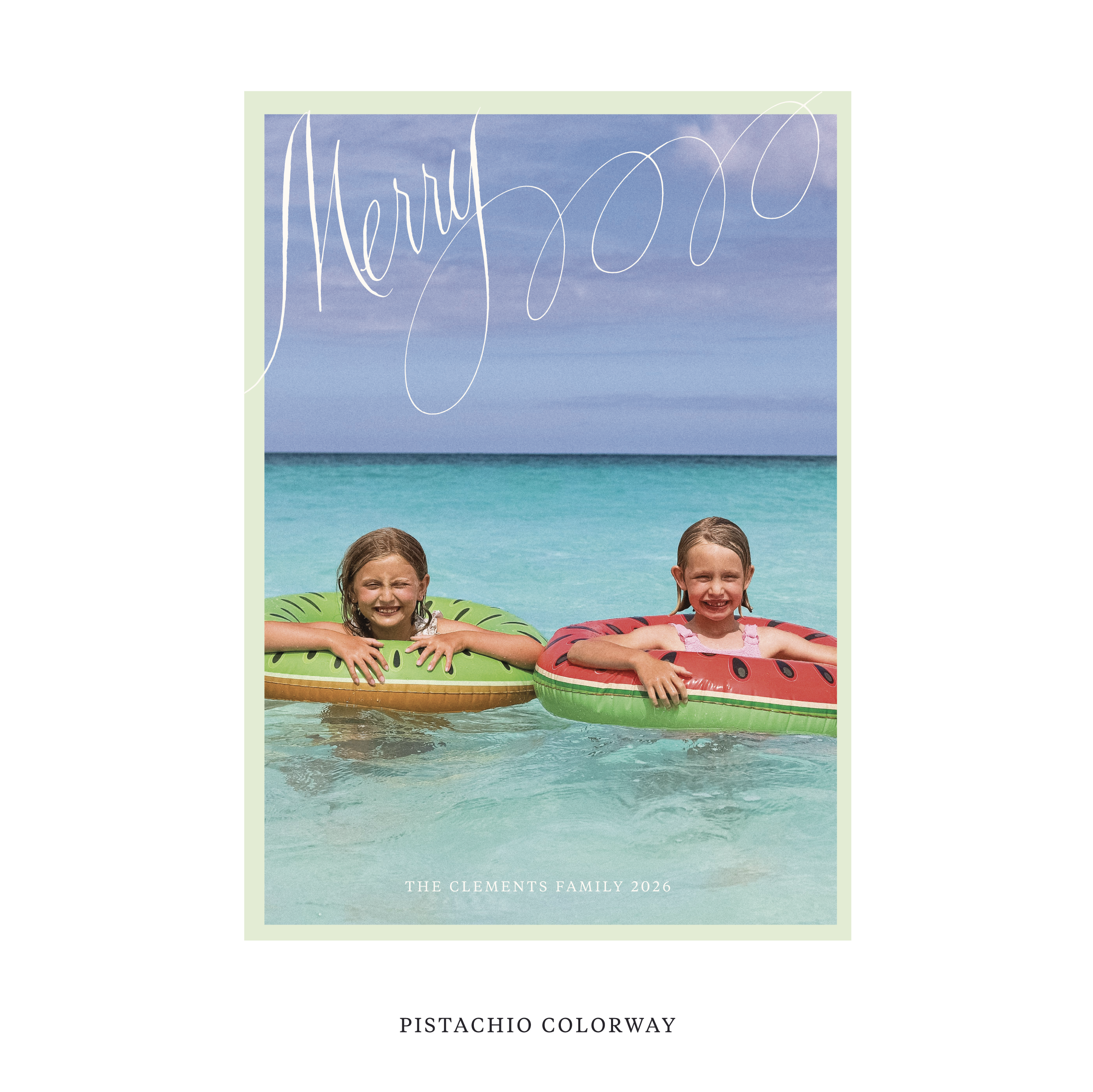 Celebrate the season with the Clement "Merry" Holiday Card by Stovall Collection. Featuring original hand-lettered artwork, this luxury personalized photo mount holiday card is available in 22 thoughtfully curated flat printing colorways.