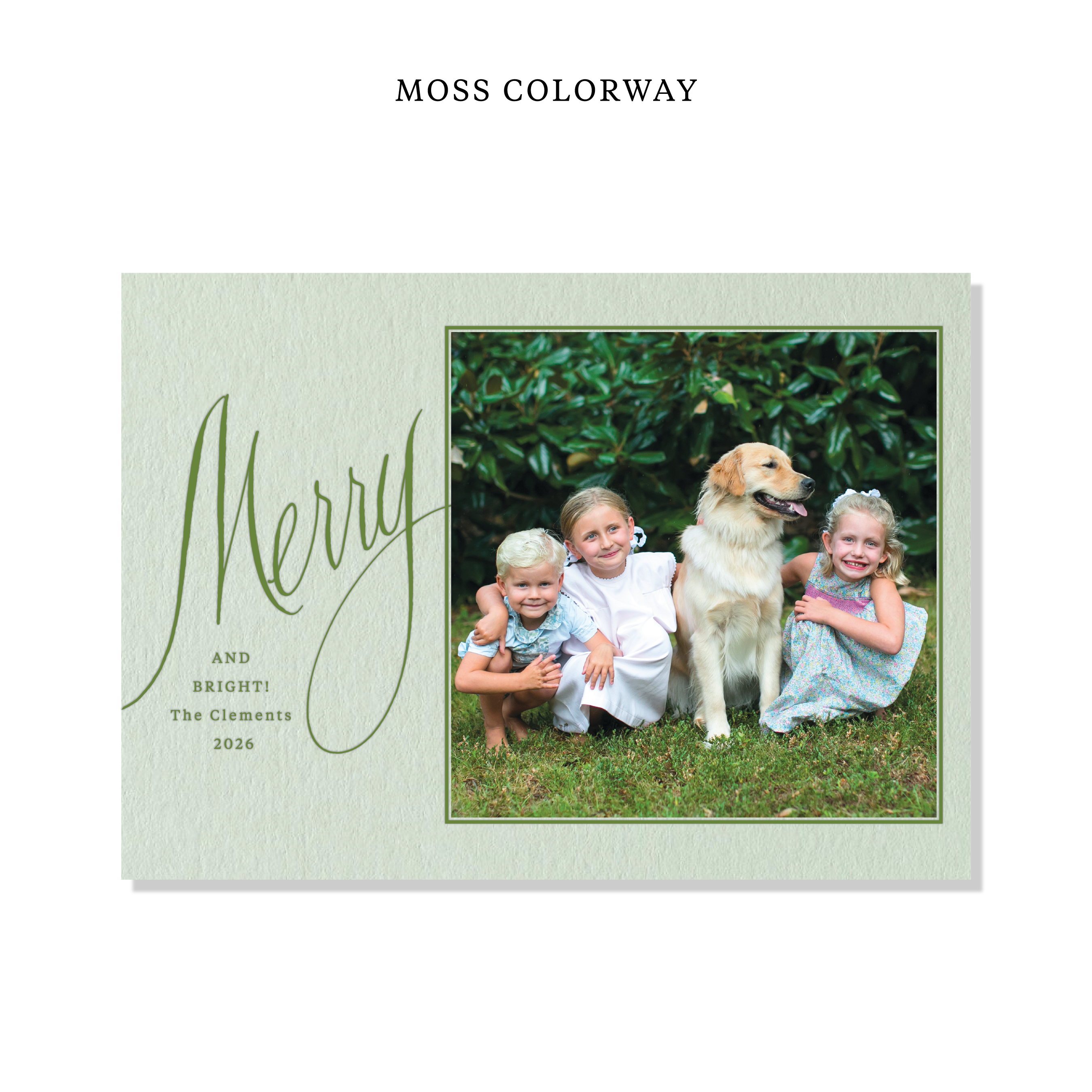Clement Letterpress Holiday Card, Large (Colored Paper)