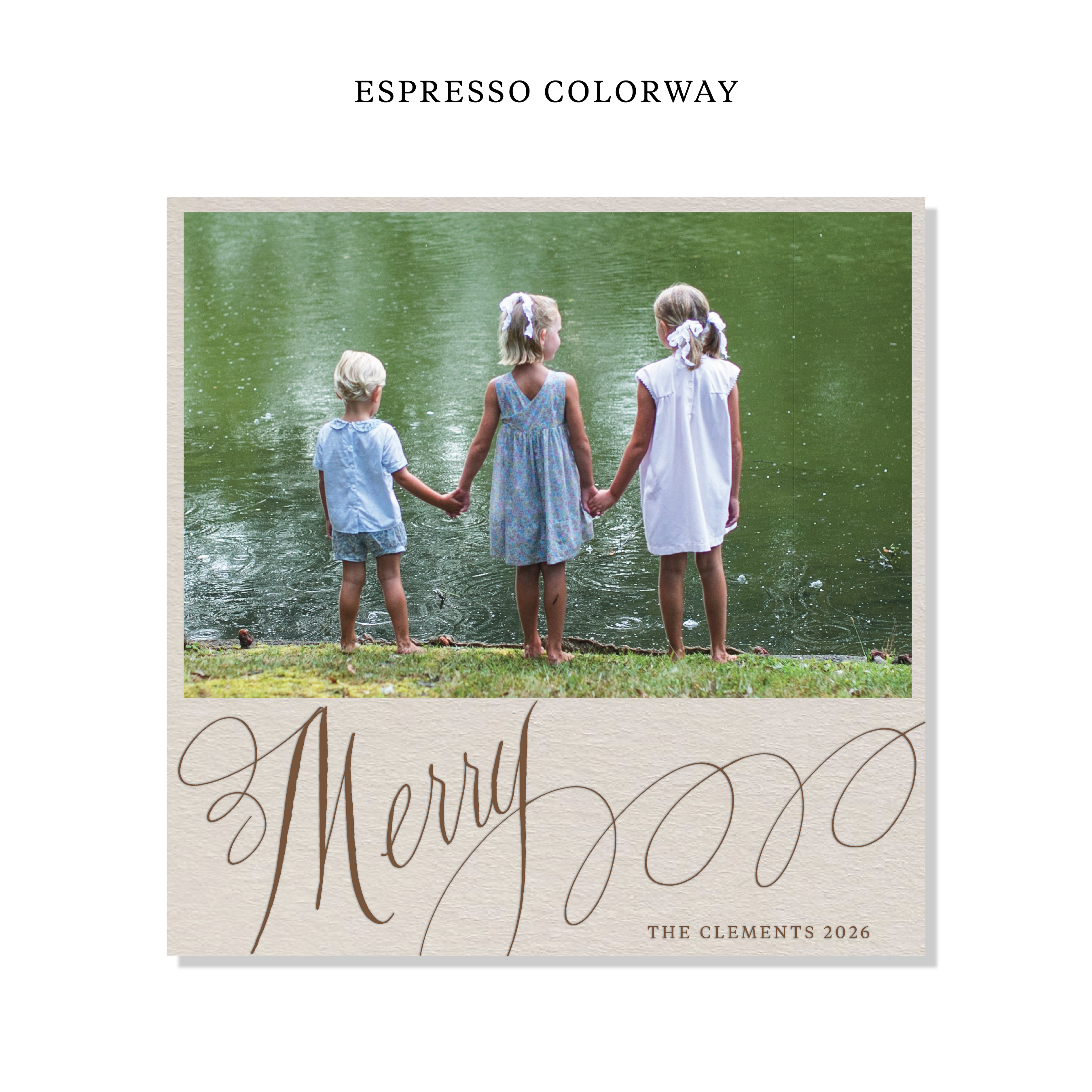 Clement Letterpress Holiday Card, Large Square (Colored Paper)