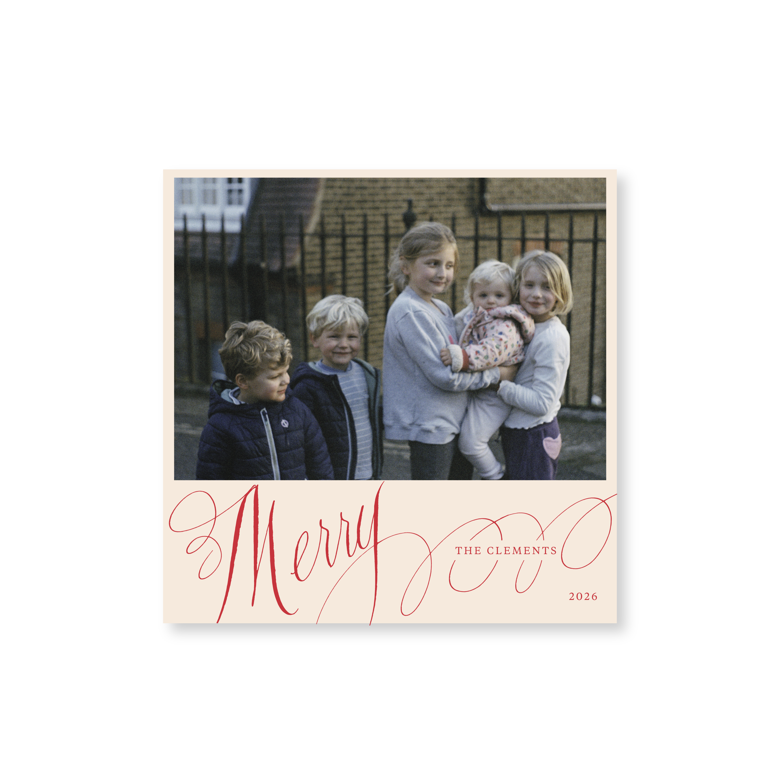 Clement Classic Flat Print Holiday Card, Square