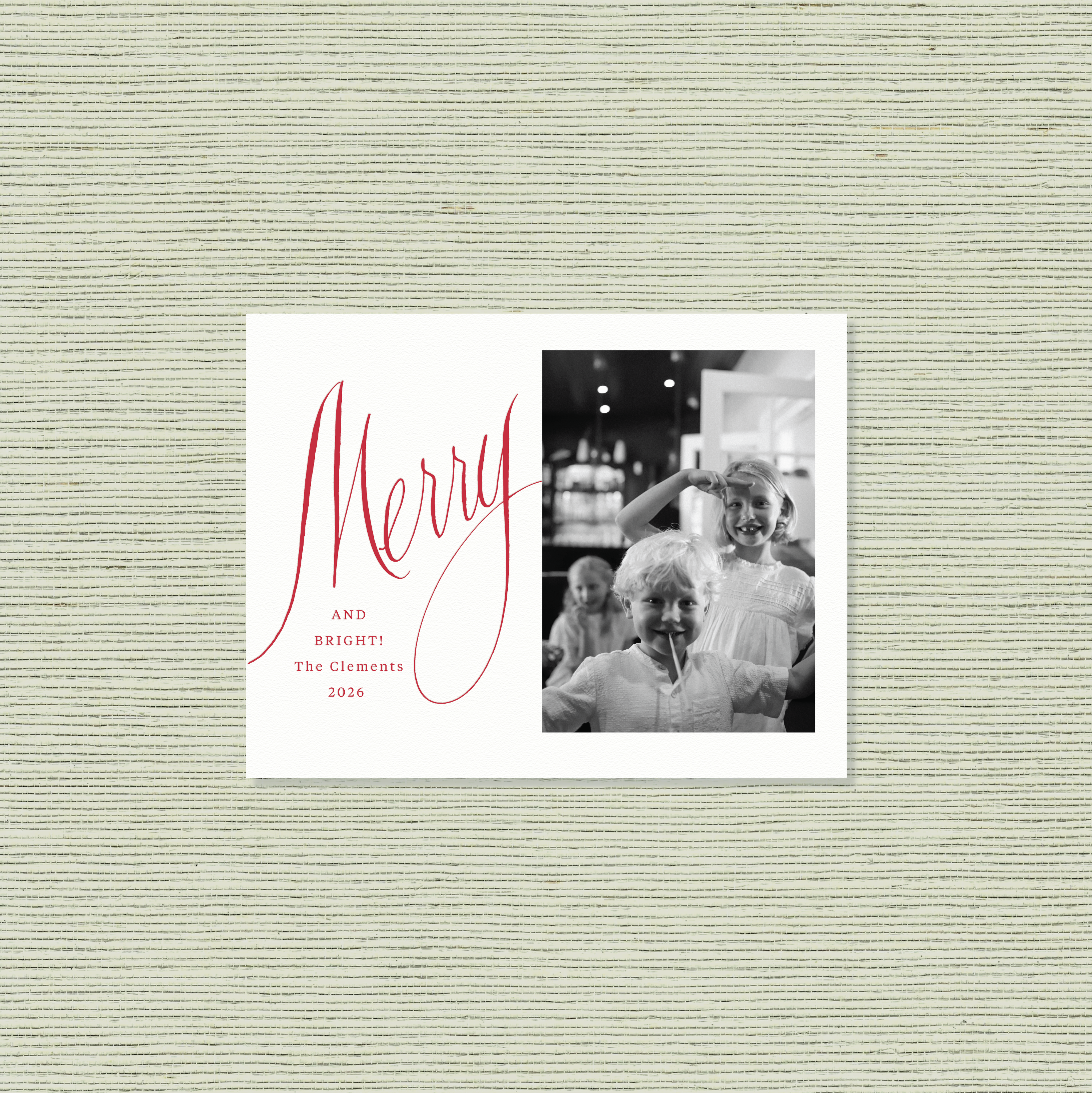 Clement Letterpress Holiday Card, Small (White Paper)