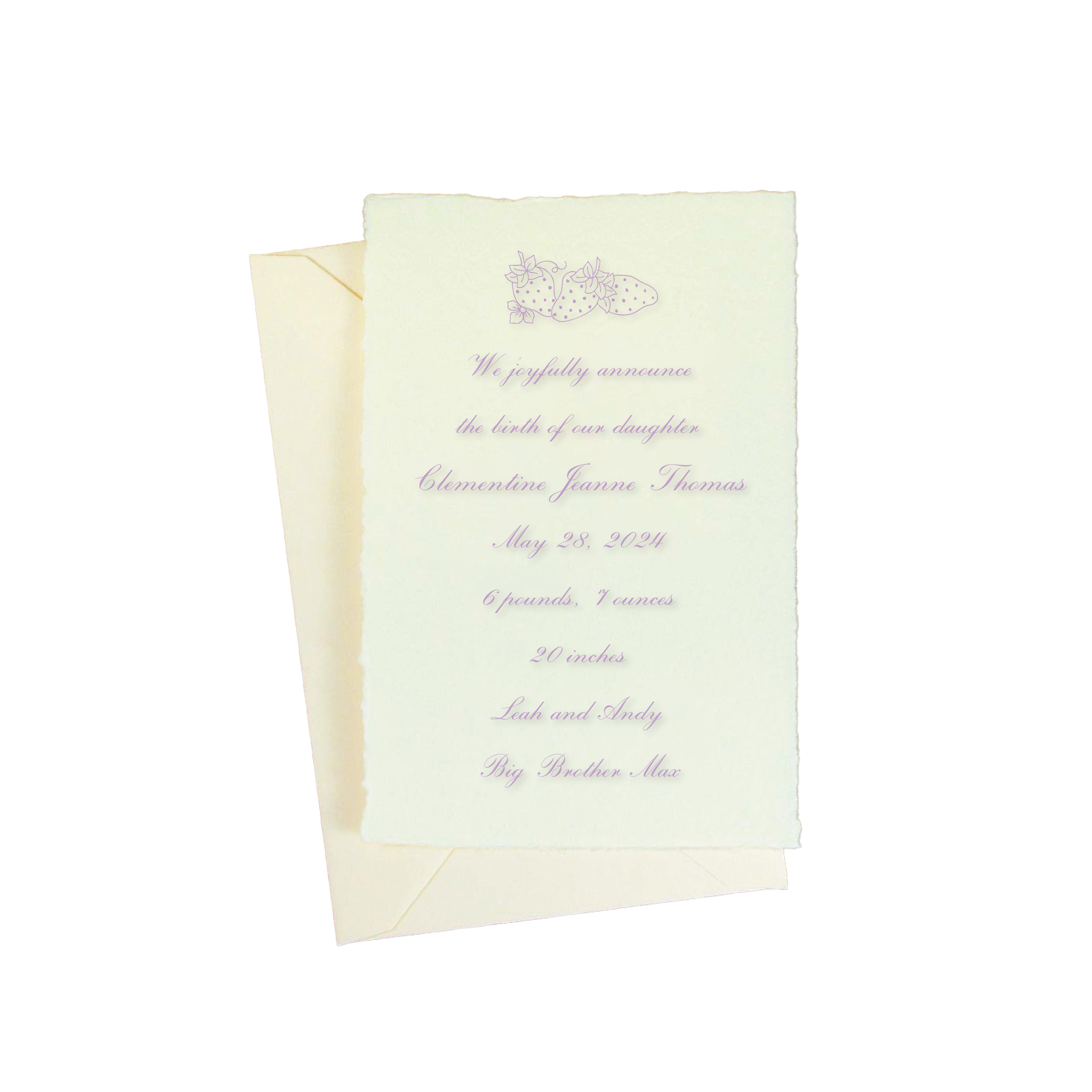 Clementine Petite Engraved Birth Announcement