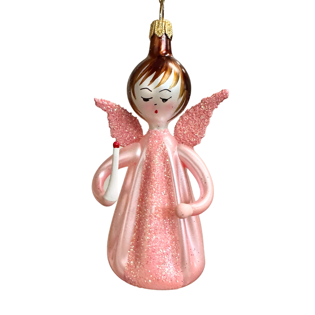 Blush Little Angel Italian Glass Ornament