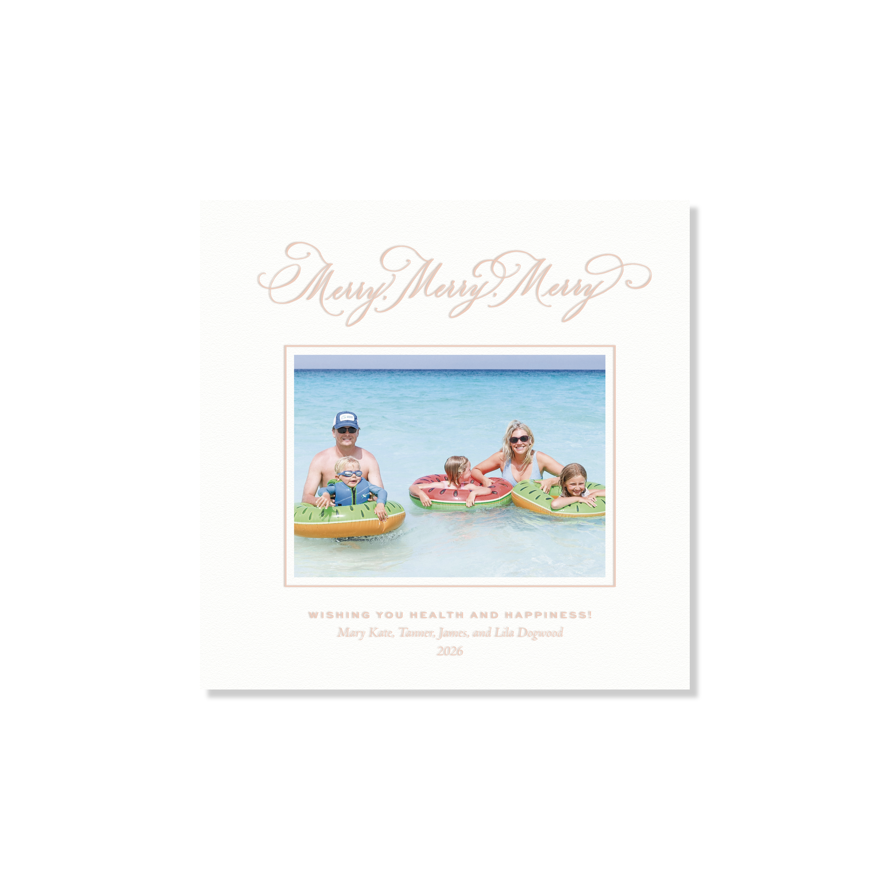 Ludlow Letterpress Holiday Card, Small Square (White Paper)