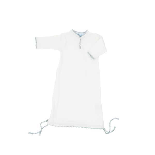 Blue Crochet Trim Layette Gown
