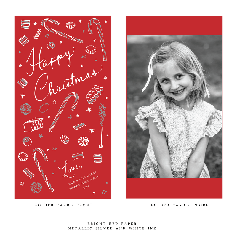 Evie 2-Color Engraved Folded Holiday Card
