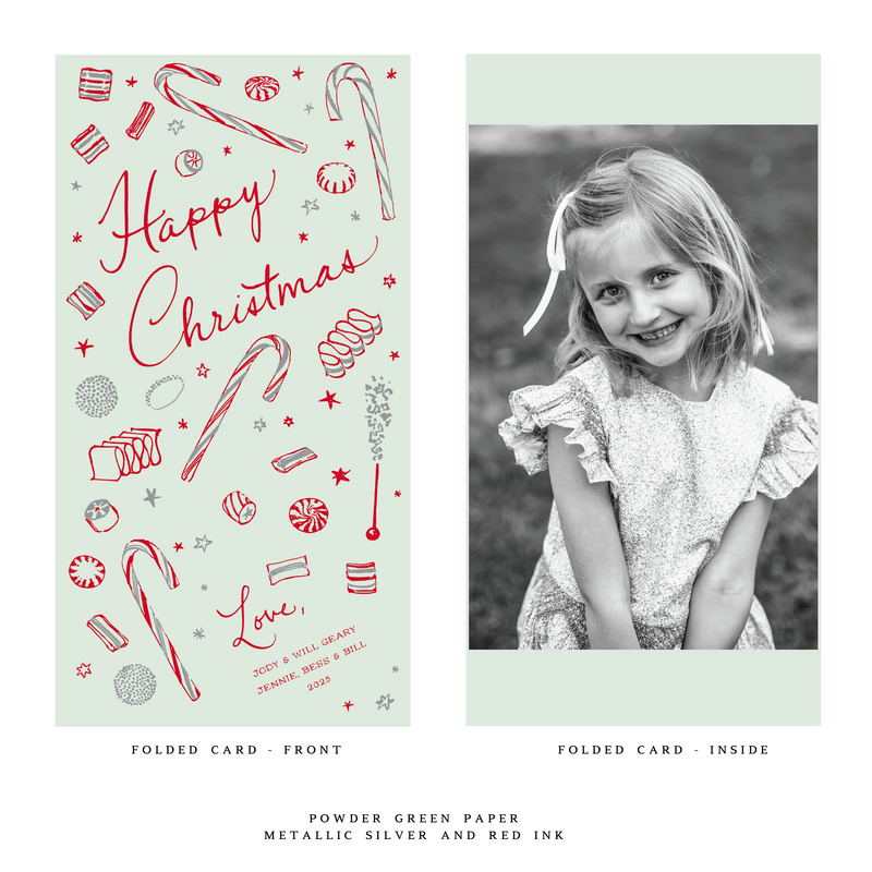 Evie 2-Color Engraved Folded Holiday Card
