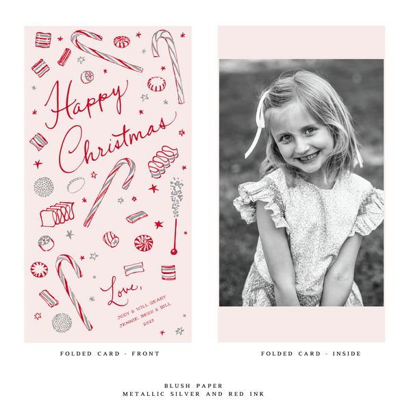 Evie 2-Color Engraved Folded Holiday Card