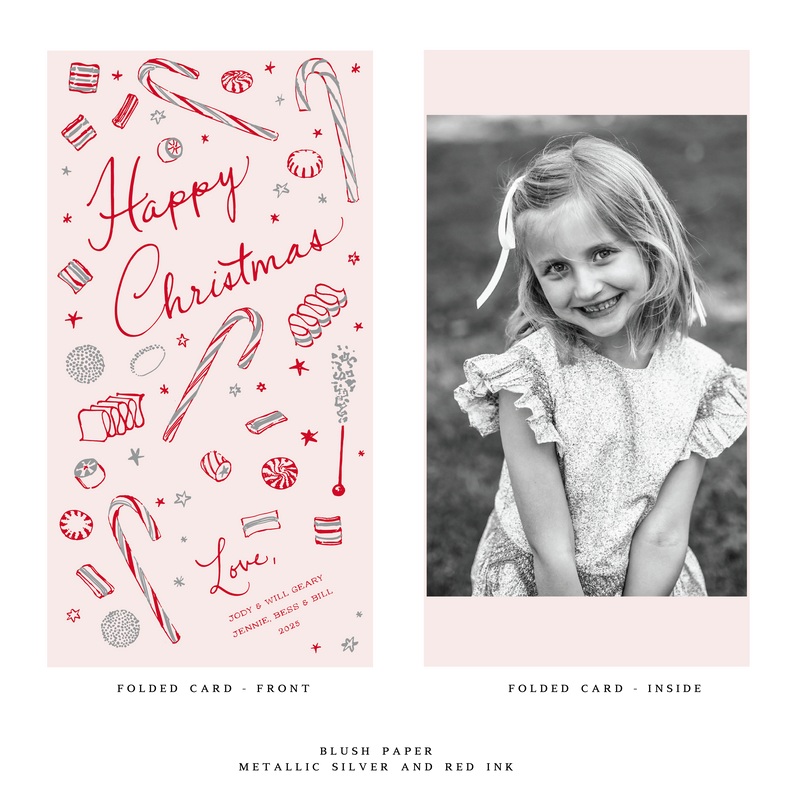 Evie 2-Color Engraved Folded Holiday Card