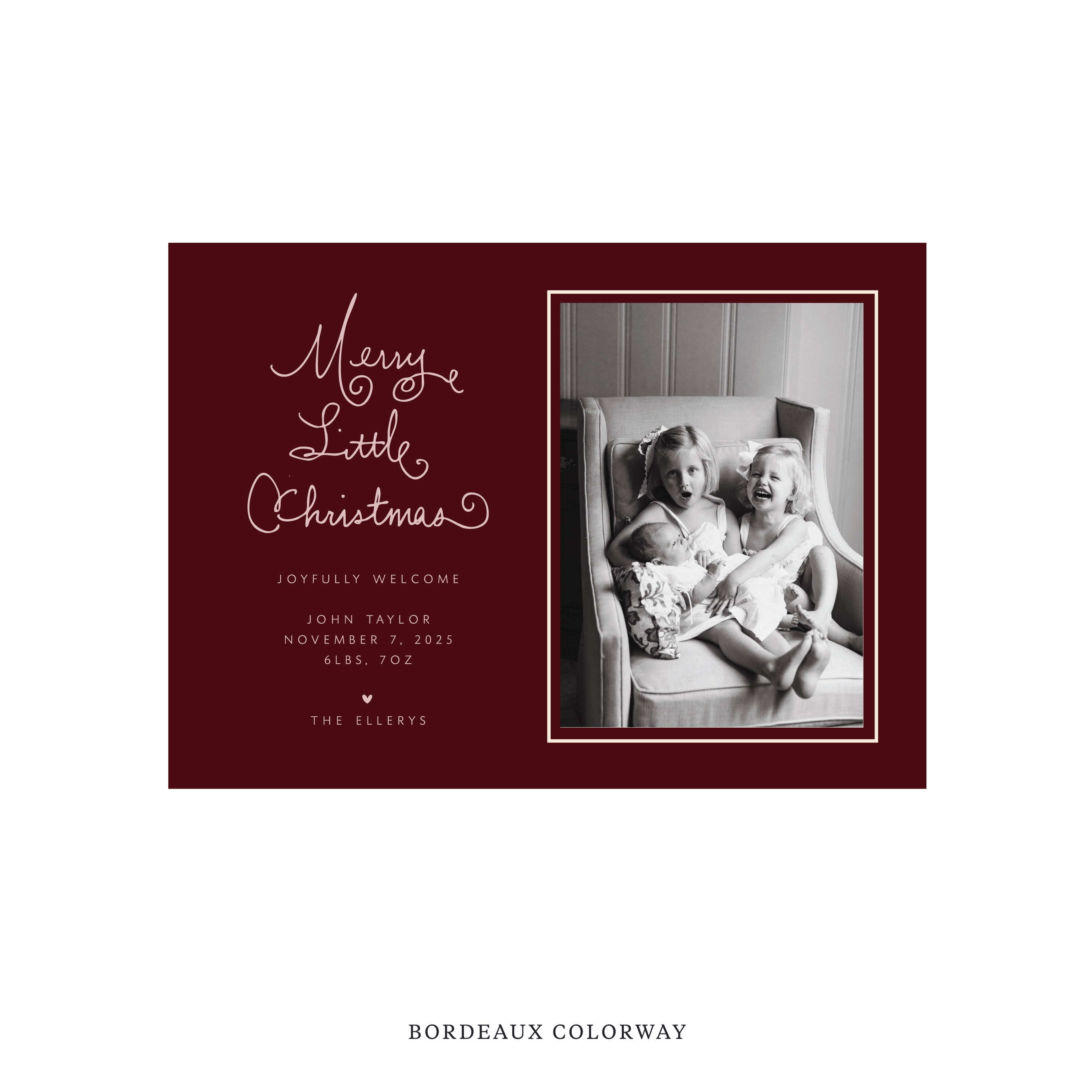 Henley Classic Flat Print Holiday Card, Birth Announcement Medium