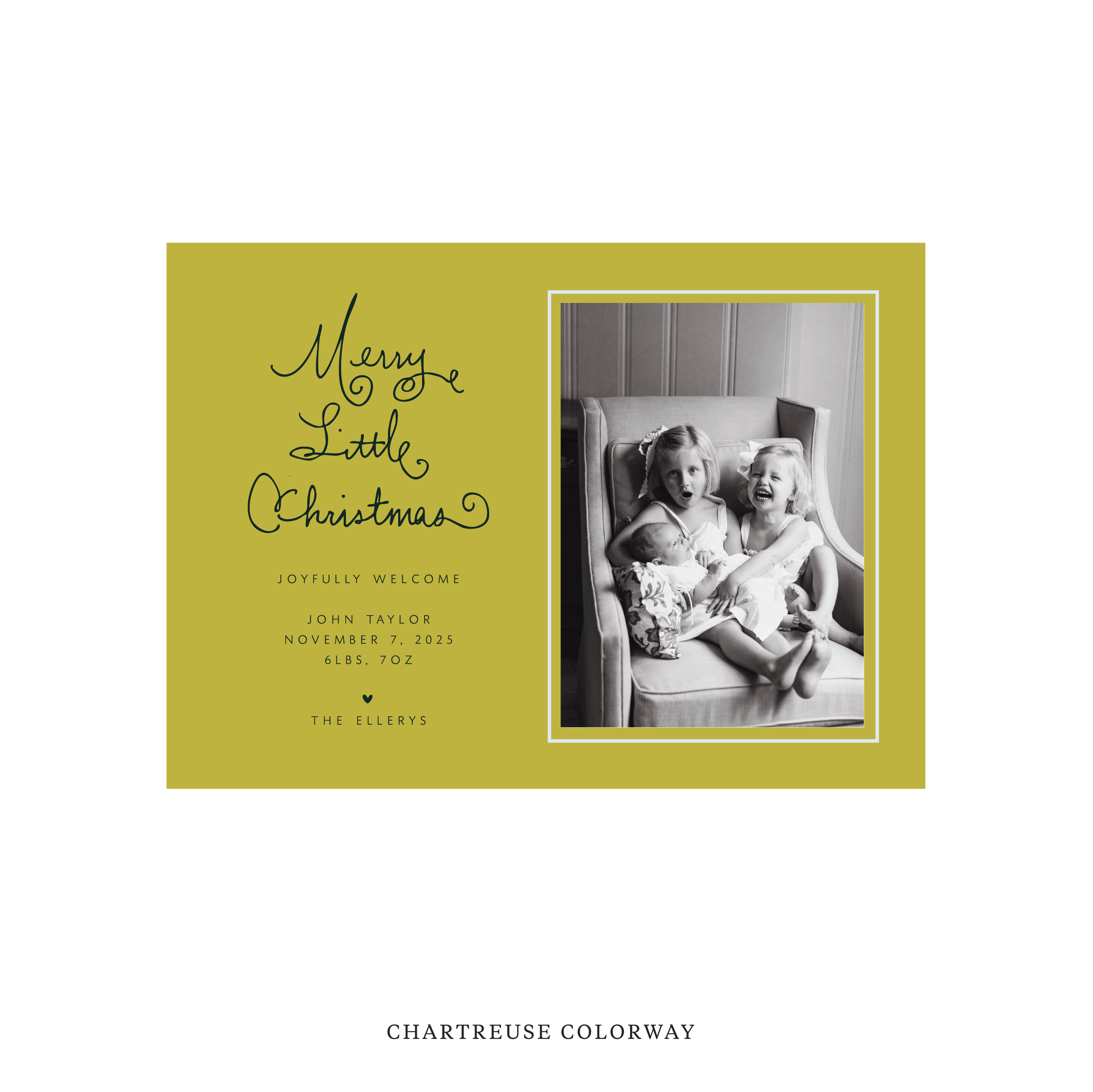 Henley Classic Flat Print Holiday Card, Birth Announcement Medium
