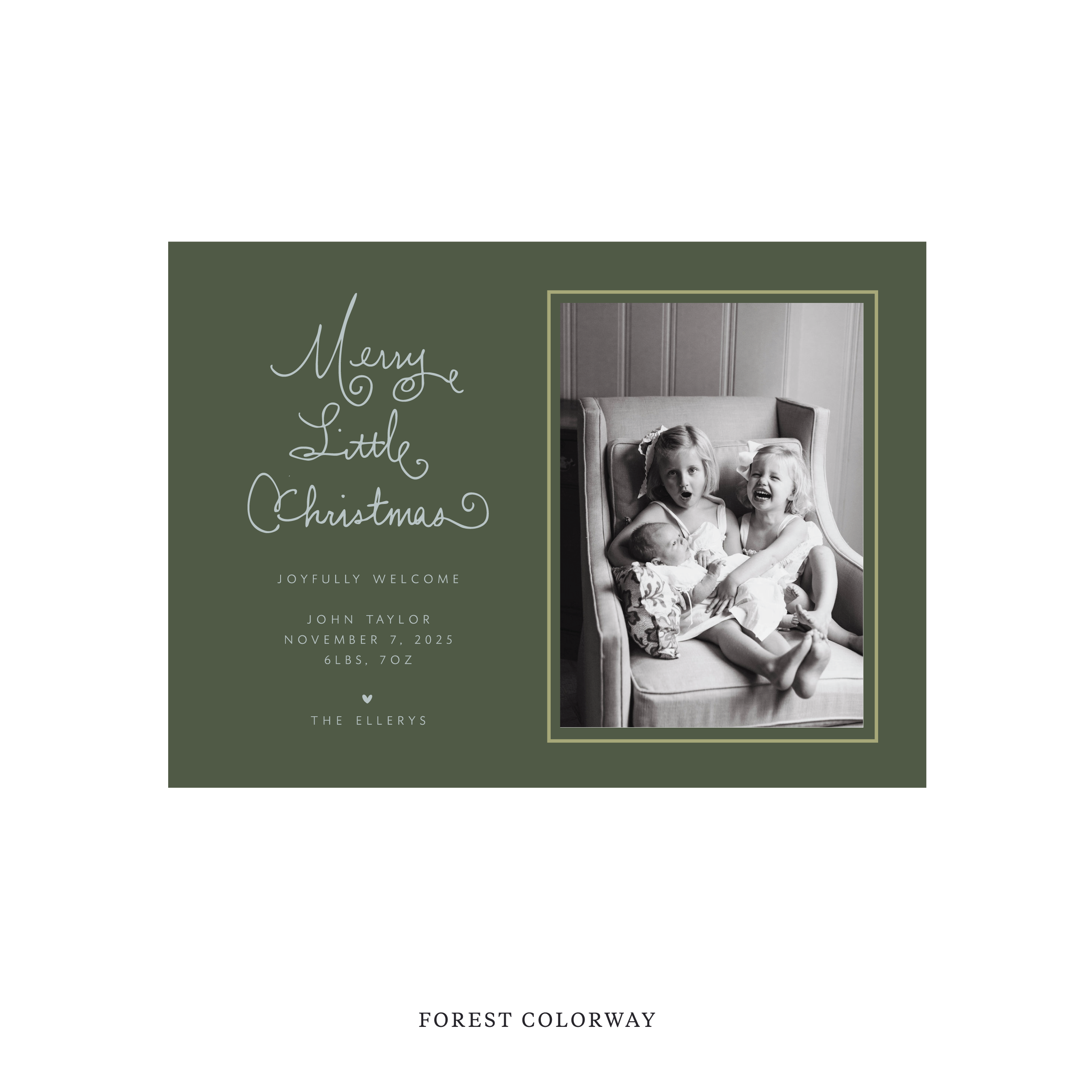 Henley Classic Flat Print Holiday Card, Birth Announcement Medium