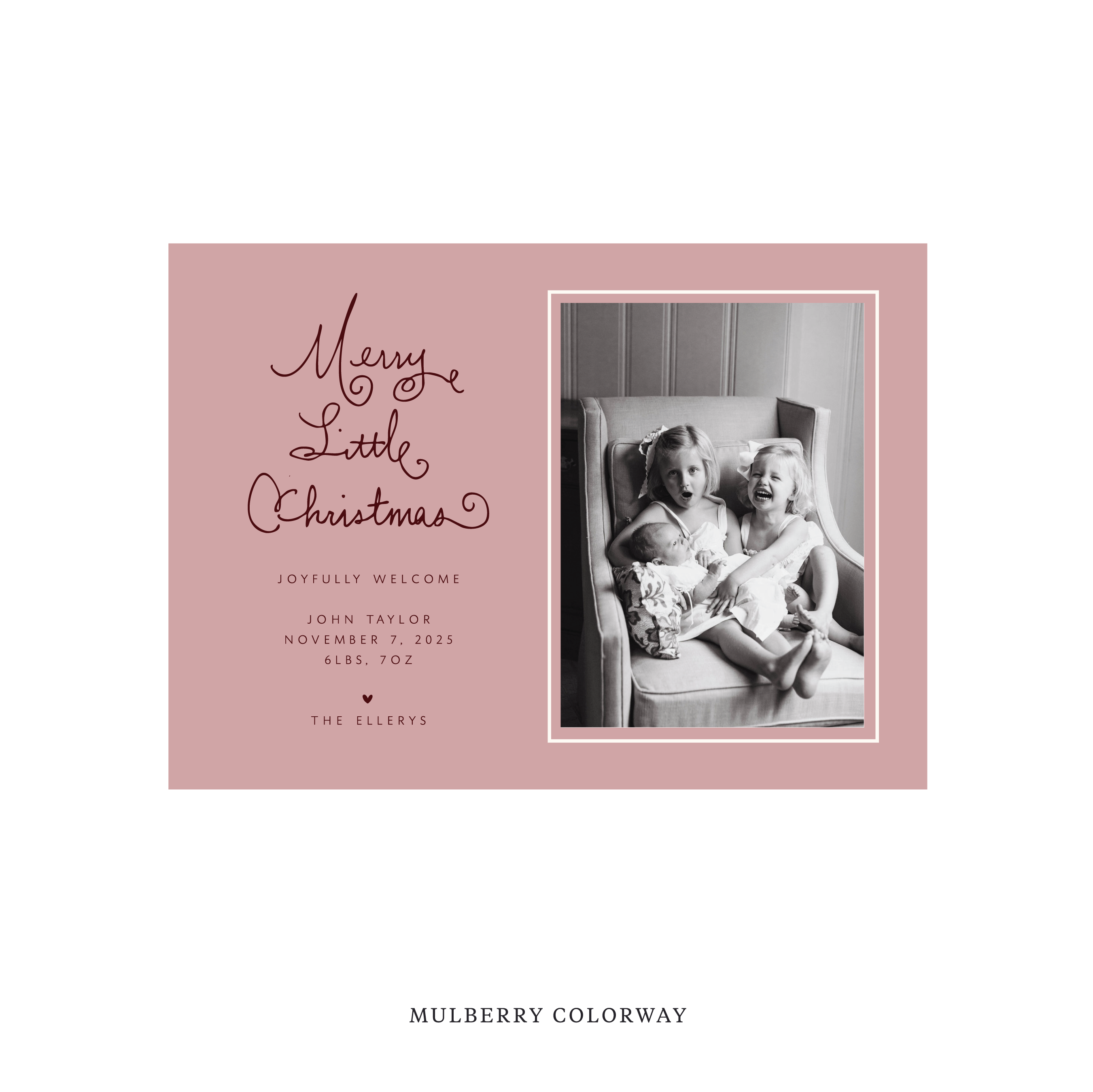 Henley Classic Flat Print Holiday Card, Birth Announcement Medium