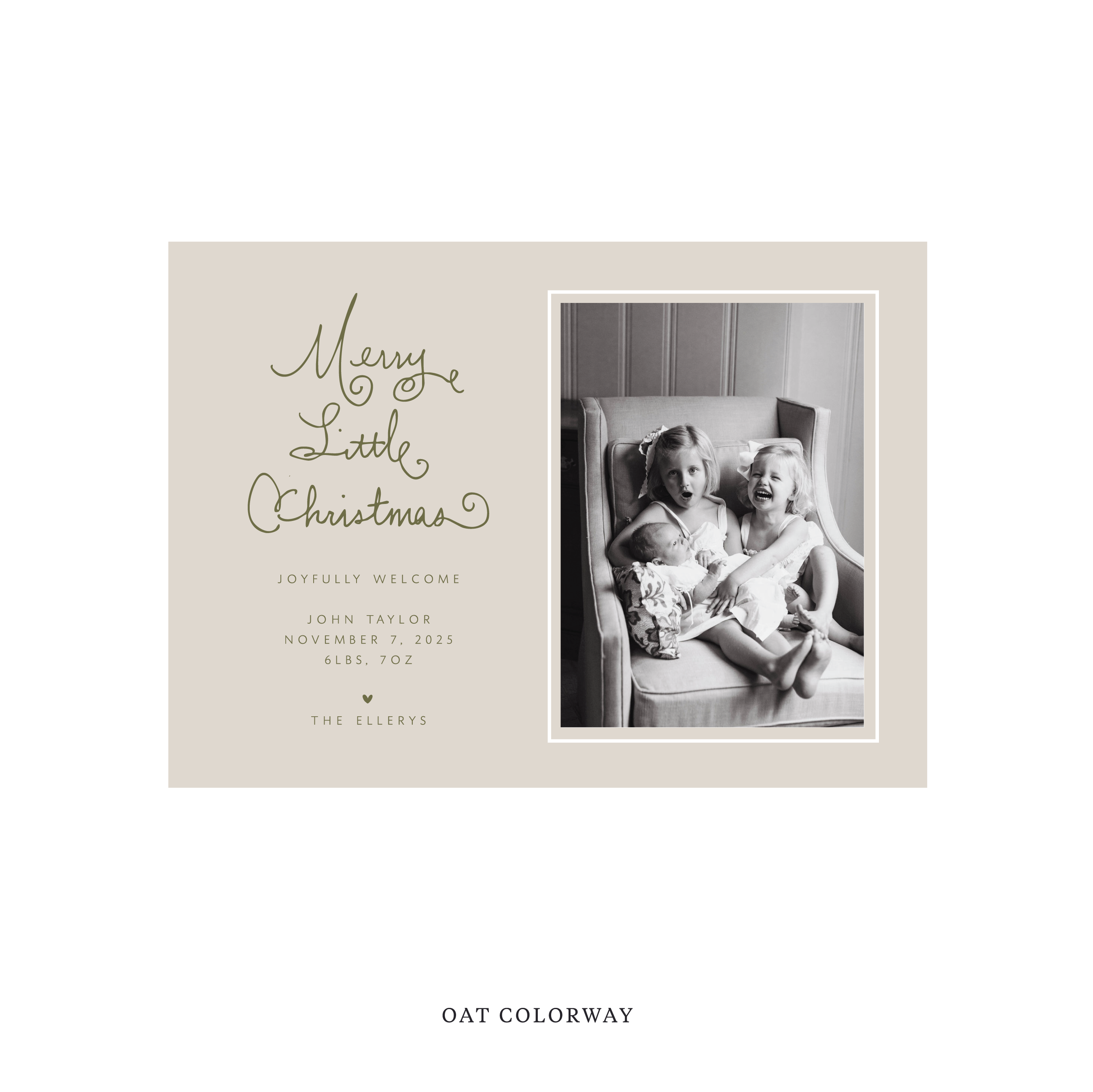 Henley Classic Flat Print Holiday Card, Birth Announcement Medium